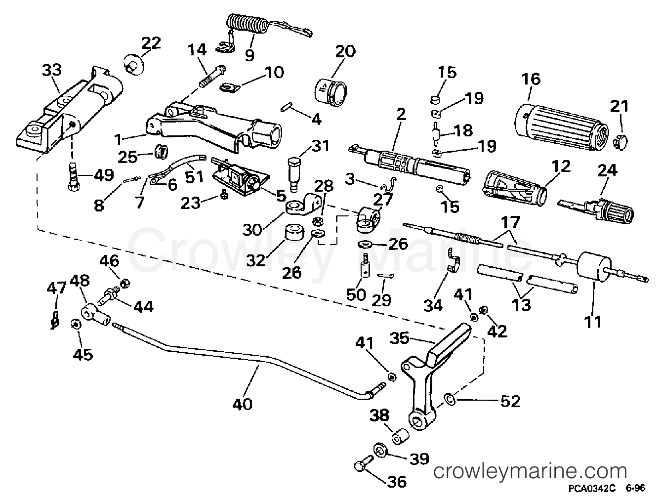 1997 Evinrude Outboards 18 - B25JREUR STEERING & SHIFT HANDLE section