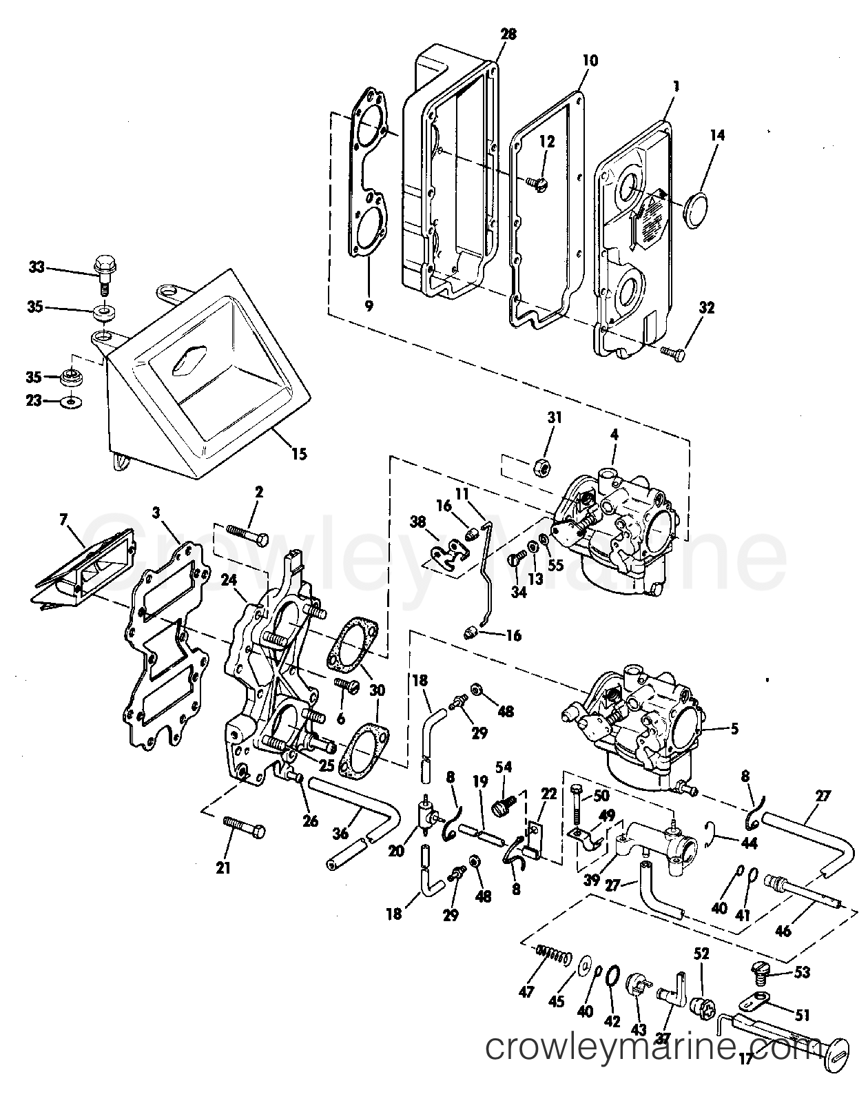 1983 Evinrude Outboards 55 - E55RSLN - INTAKE MANIFOLD section