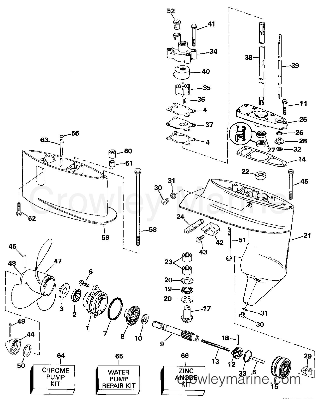 1997 Outboard 6 - BJ5FRBEUS - GEARCASE
