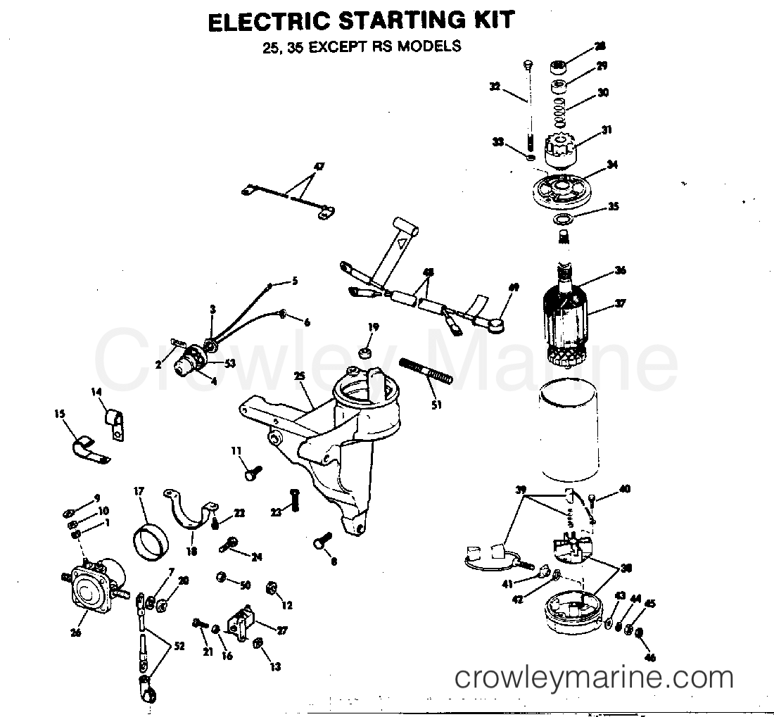 1982 Rigging Accessories - Electrical System - ELECTRIC STARTING KIT 25, 35 EXCEPT RS MODELS