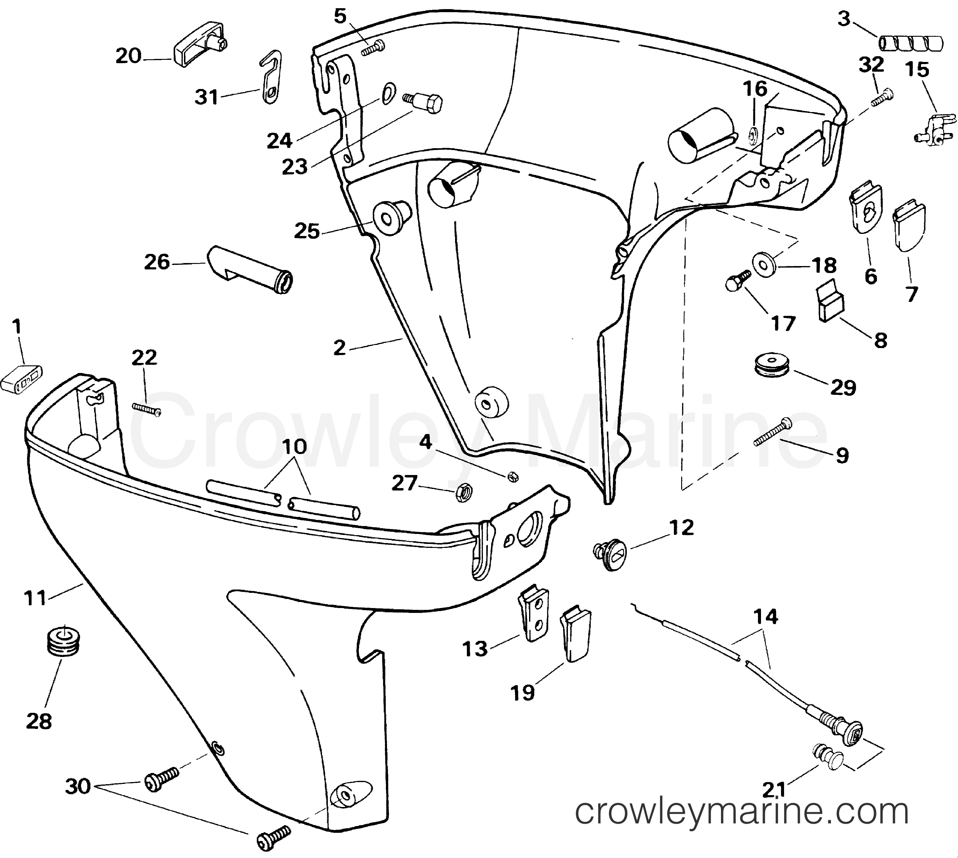 2001 Evinrude Outboards 10 - E10EL4SID LOWER ENGINE COVER section