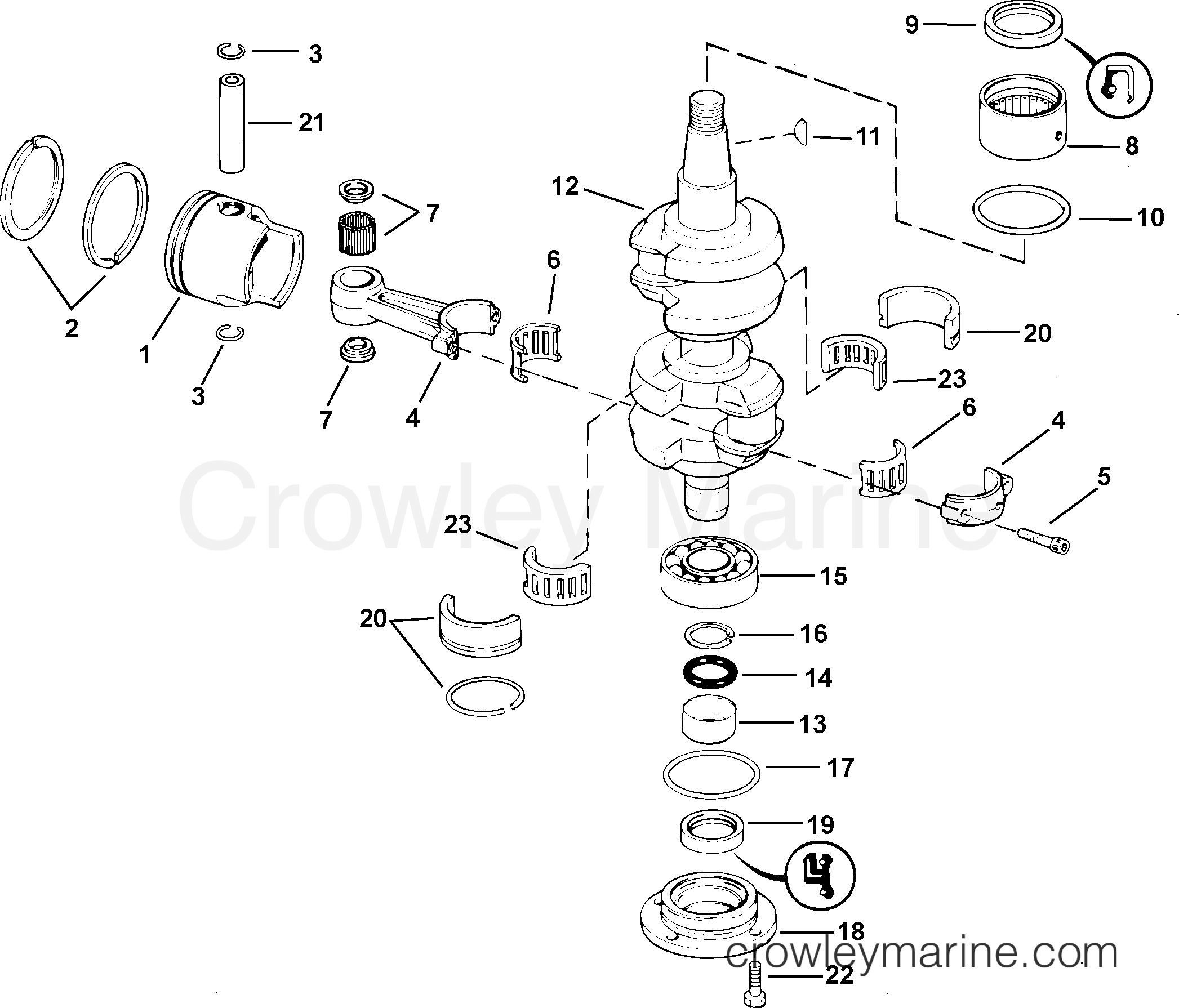 2003 Outboard 40 - J40PLSTD - CRANKSHAFT & PISTON