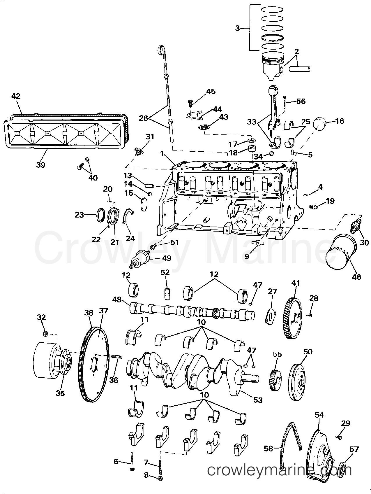 1990 Stern Drive 3 - 302BPRPWS - CRANKCASE