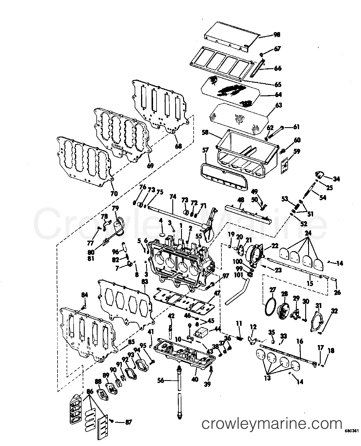 1968 OMC Stern Drive 90 - DU-15S CARBURETOR GROUP section