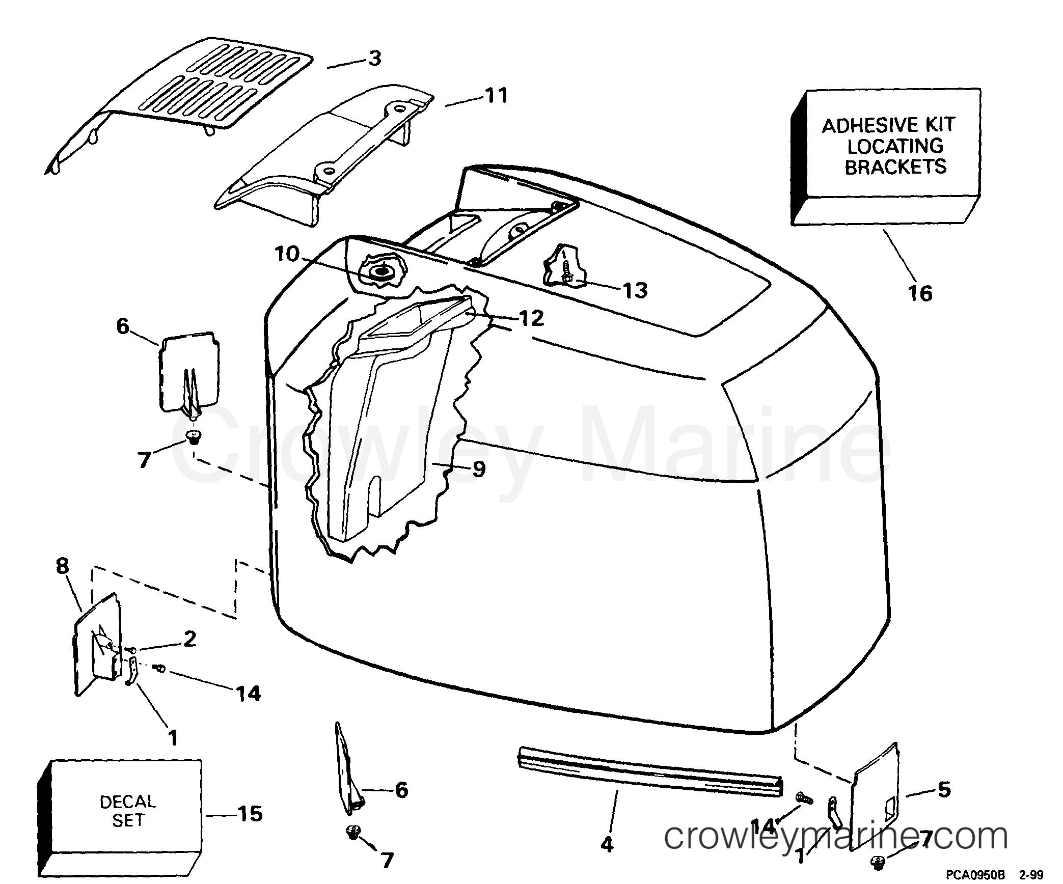 1999 Outboard 200 - J200WPXEES - ENGINE COVER -- JOHNSON