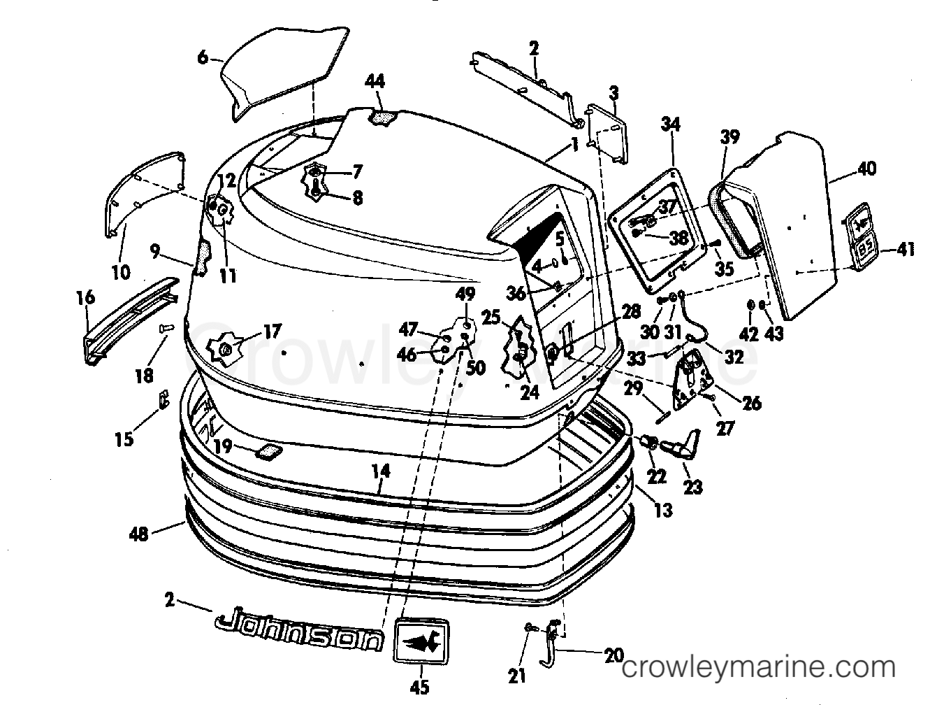 1968 Johnson Outboards 85 - V4A-20A MOTOR COVER GROUP ELECTRIC SHIFT section