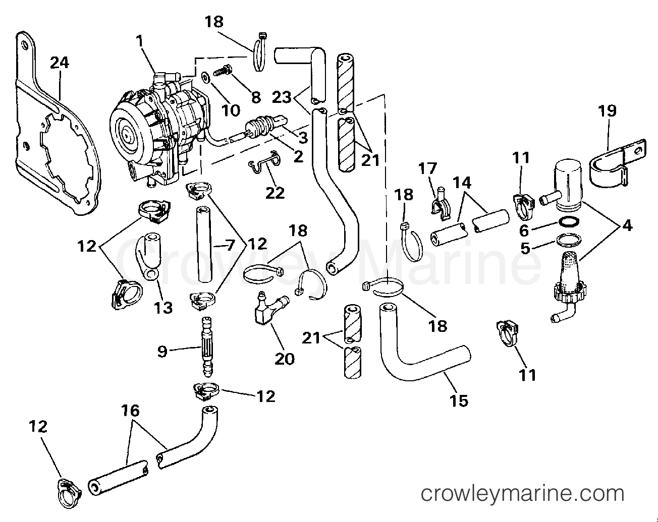 1987 Outboard 75 - J75ECUR - VRO PUMP