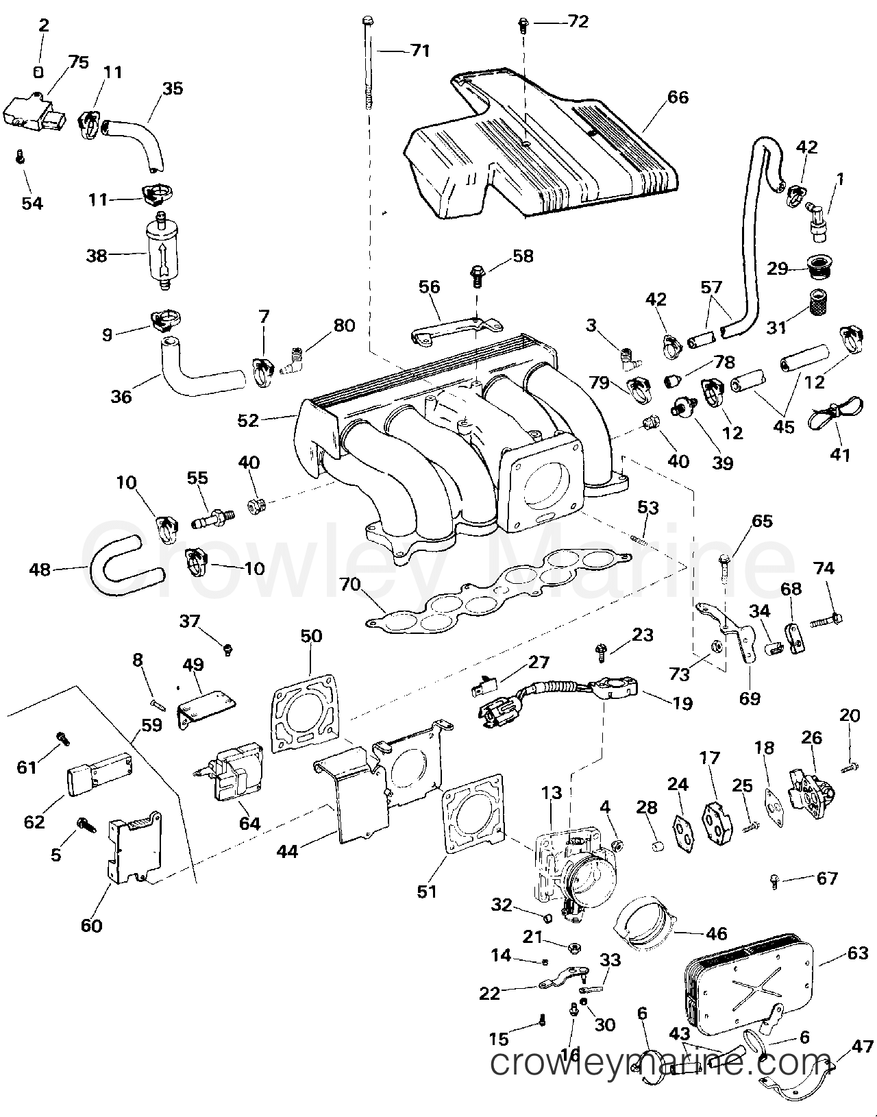 1994 OMC Stern Drive 5.8 - 58FAGPMDM - UPPER INTAKE MANIFOLD - 5.0 LITRE MODELS