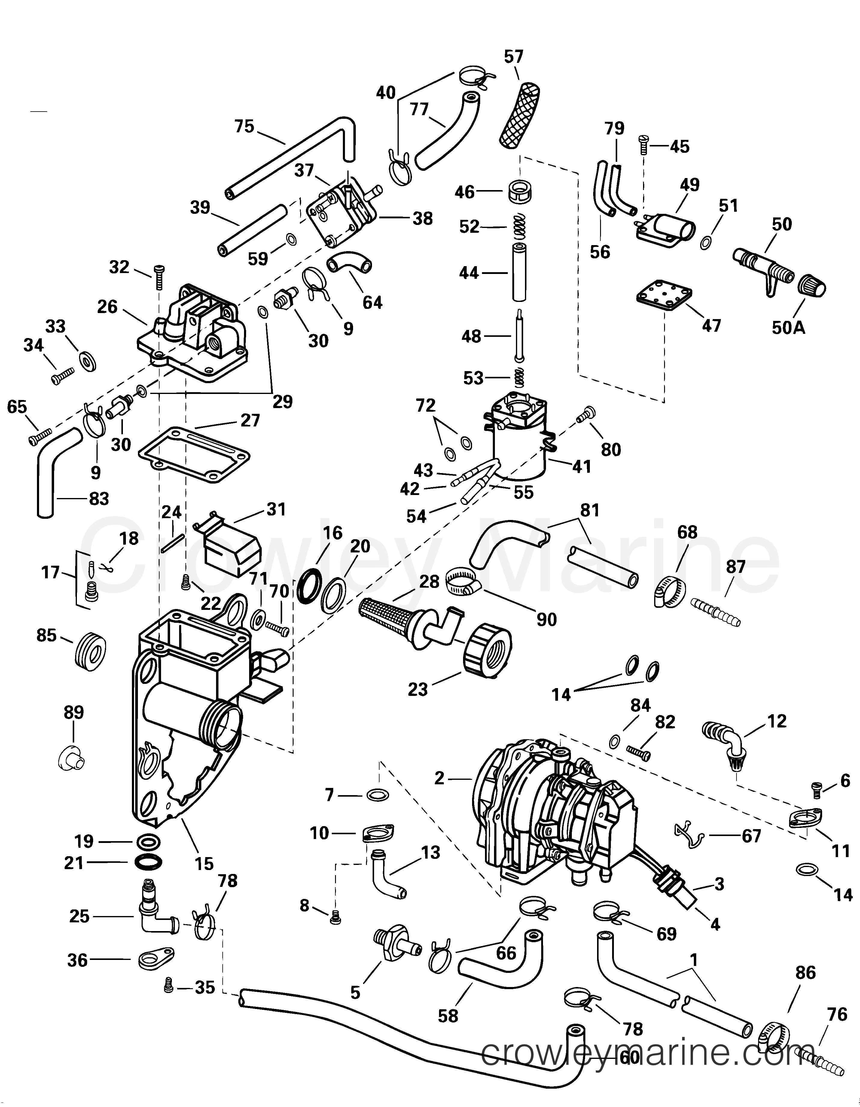 2001 Outboard 100 - J100WPLSIF - FUEL BRACKET & COMPONENTS