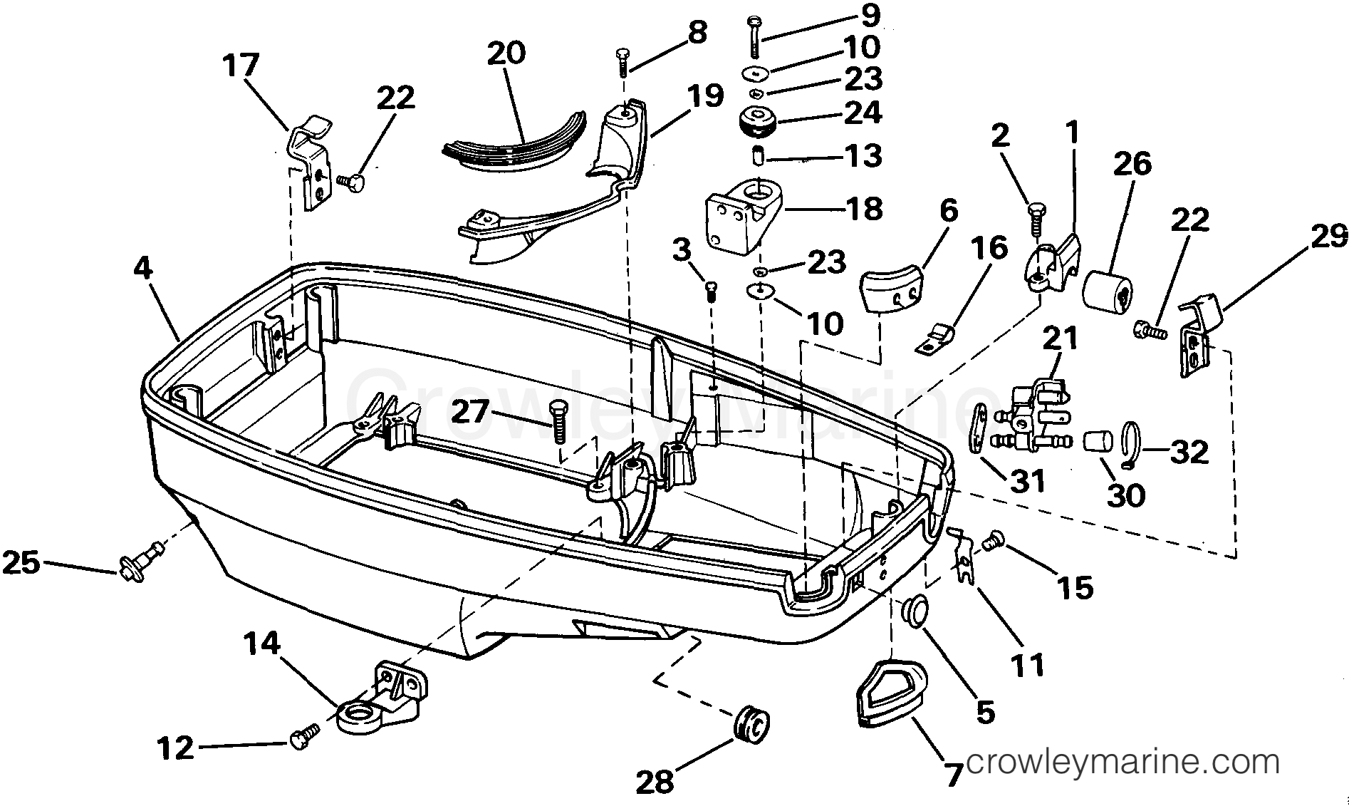 1985 Outboard 60 - J60TLCOD - LOWER ENGINE COVER