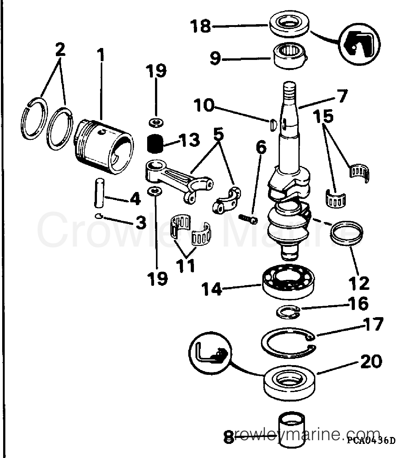 1994 Outboard 4 - J4RDHERE - CRANKSHAFT & PISTON
