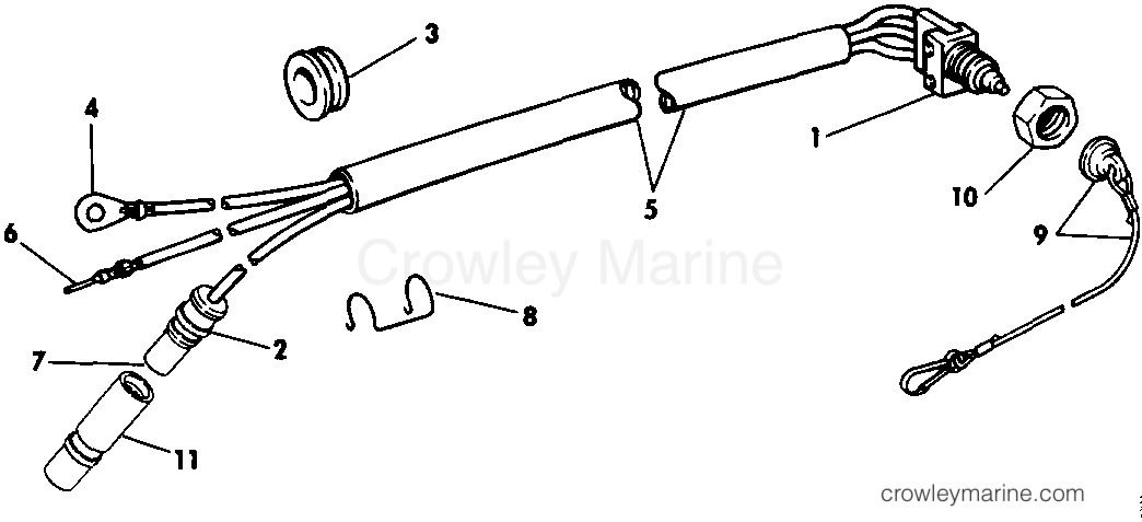 1985 Rigging Accessories - Electrical System - EMERGENCY IGNITION CUTOFF 40 ROPE MODELS, 45 & 55 COMM.
