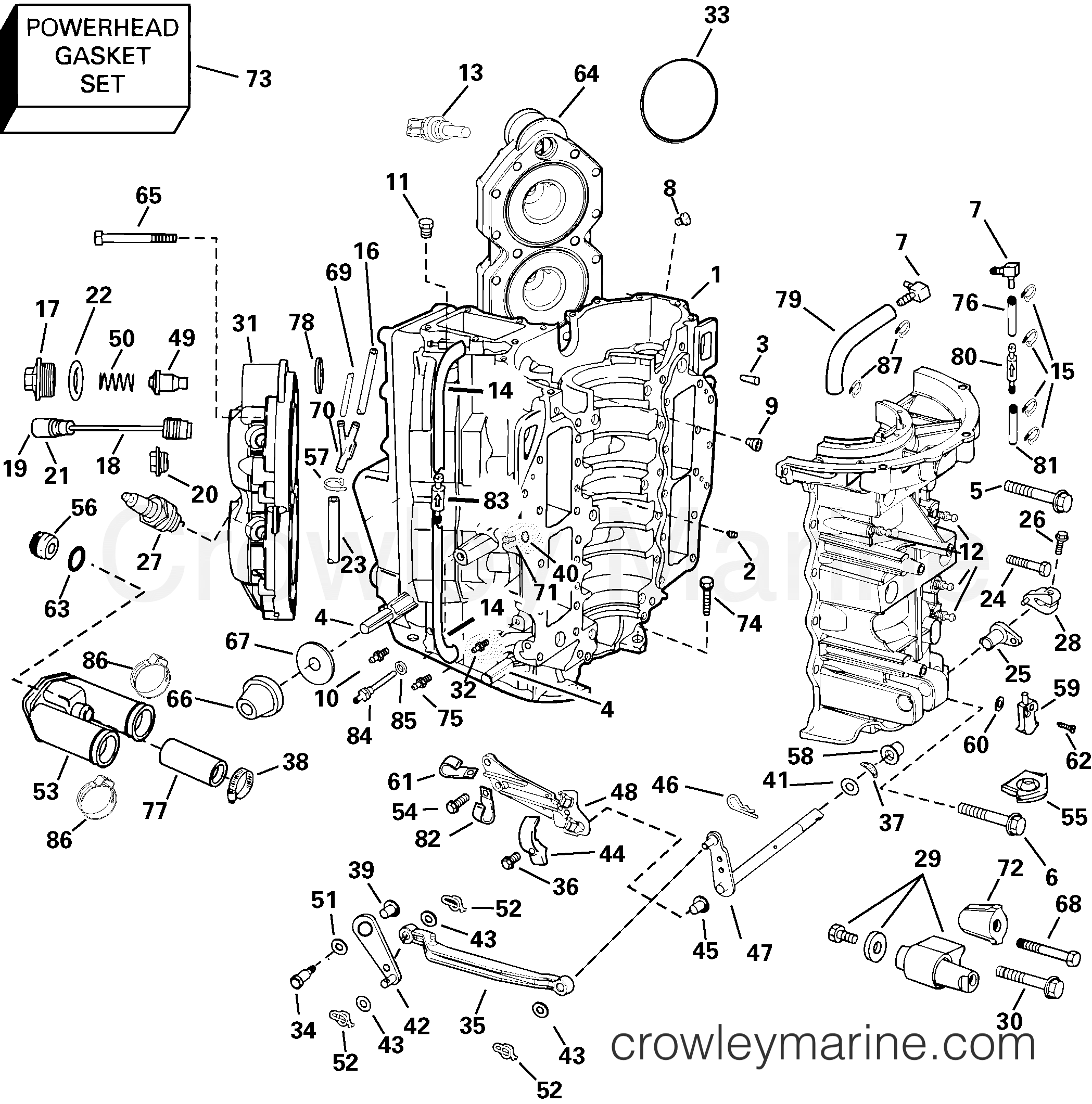 2003 Outboard 75 - E75FPLSTA - CYLINDER & CRANKCASE