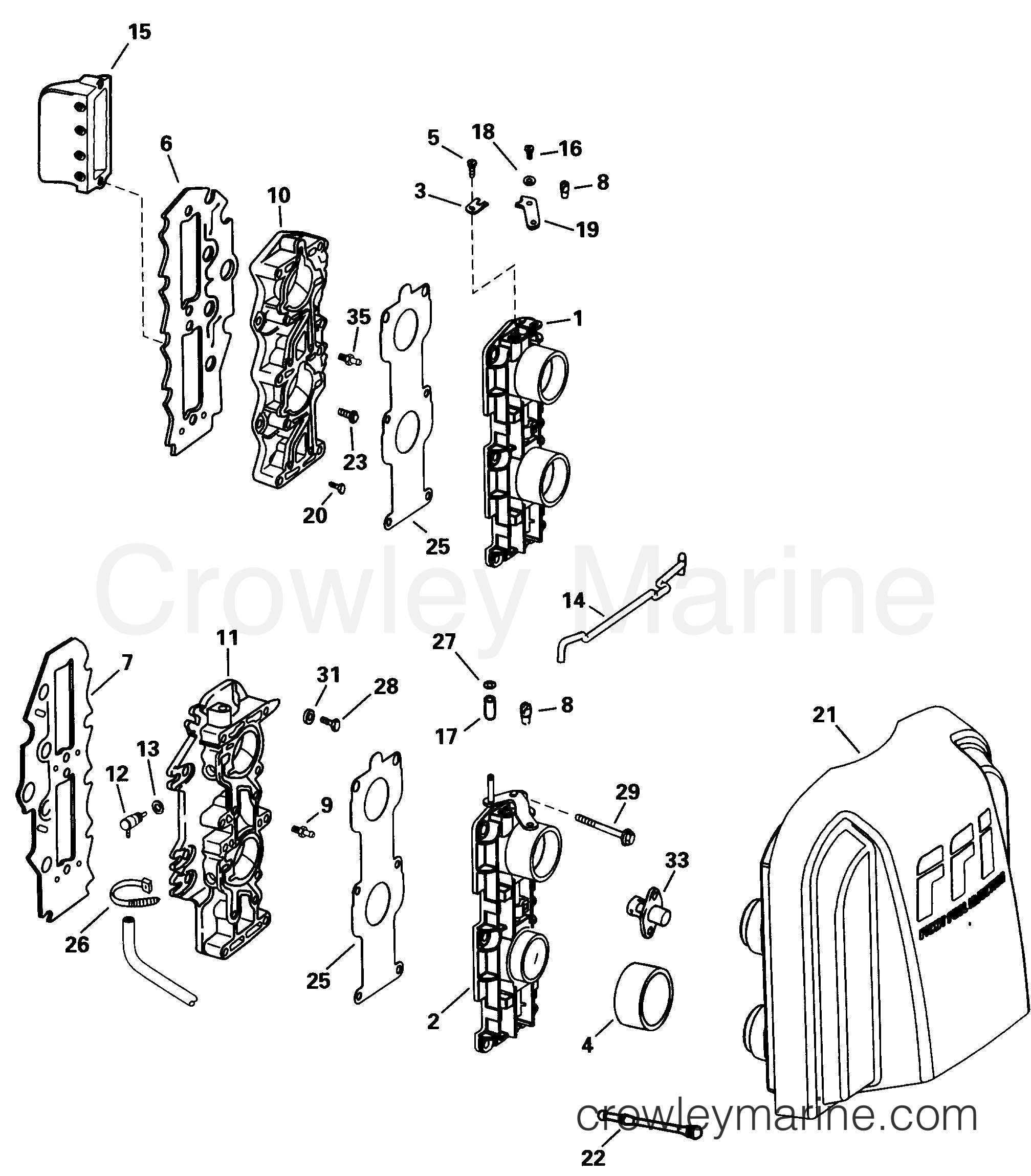 1998 Outboard 90 - J90FTLECS - INTAKE MANIFOLD
