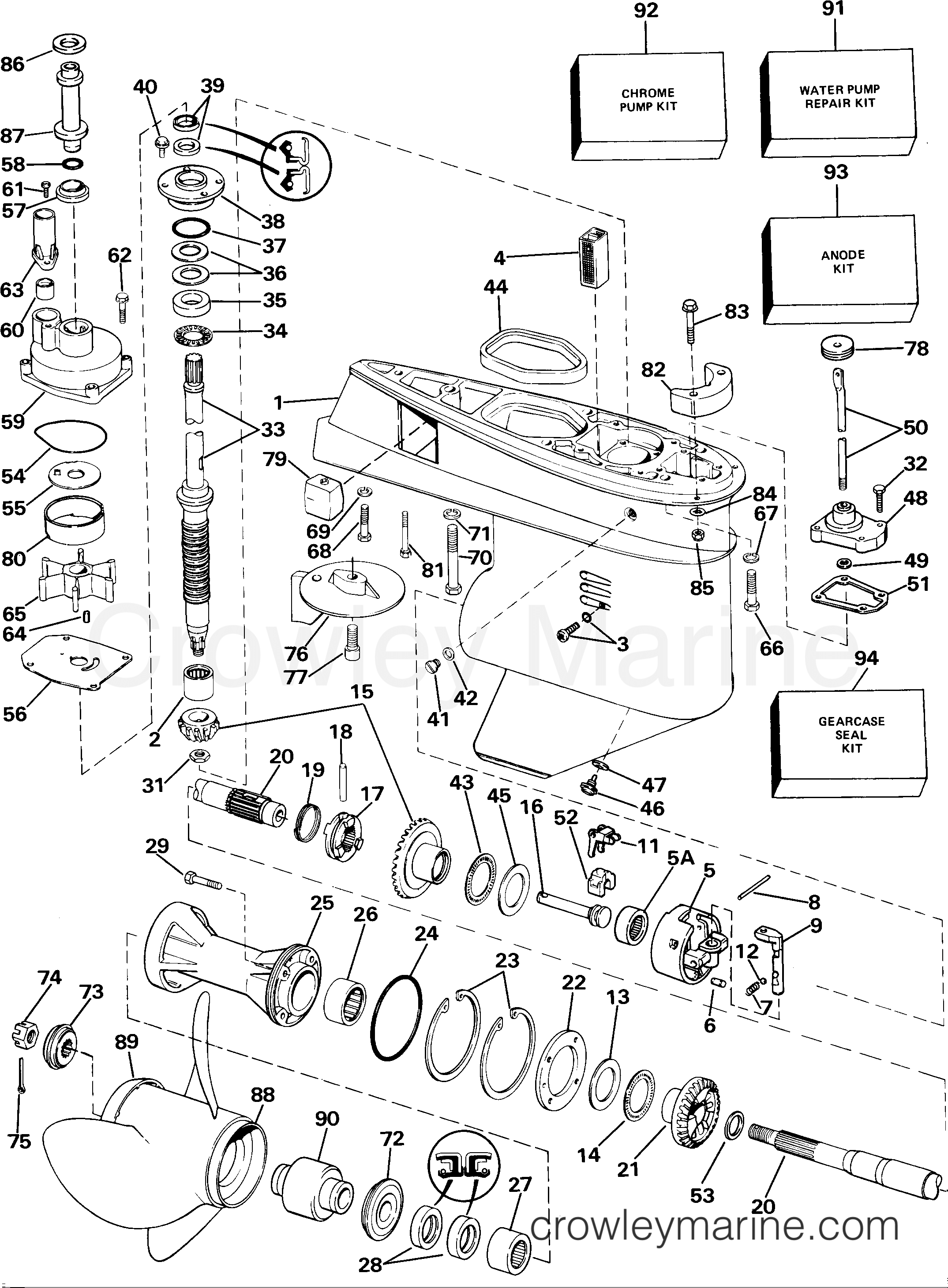 1985 Outboard 65 - J65TELCOC - GEARCASE