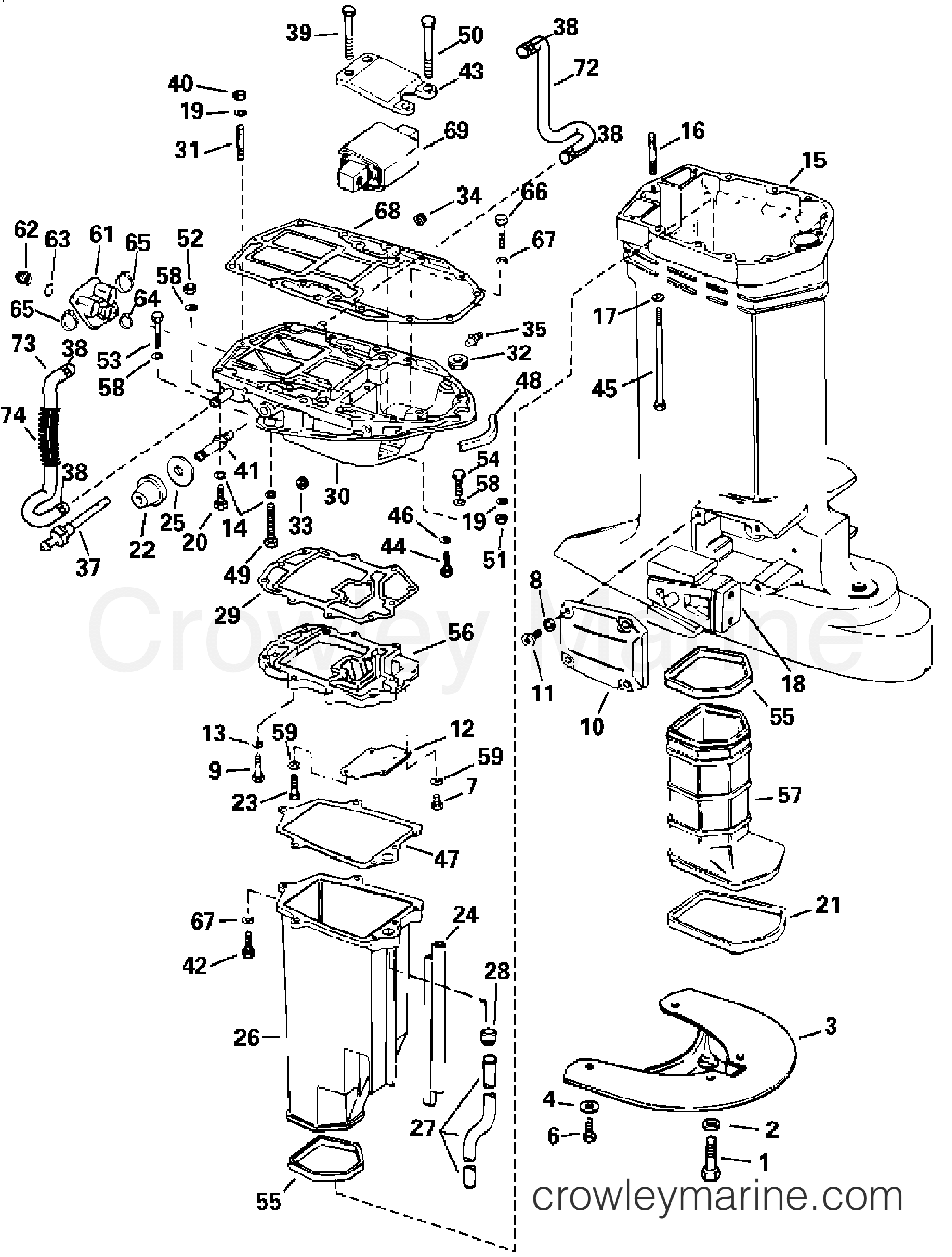 2004 Evinrude Outboards 200 - E200FCXSRB EXHAUST HOUSING section