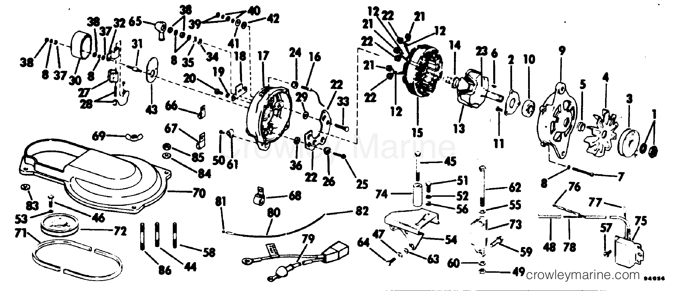 1979 Rigging OMC Stern Drive - All Models - ALTERNATOR KIT-SAIL DRIVE