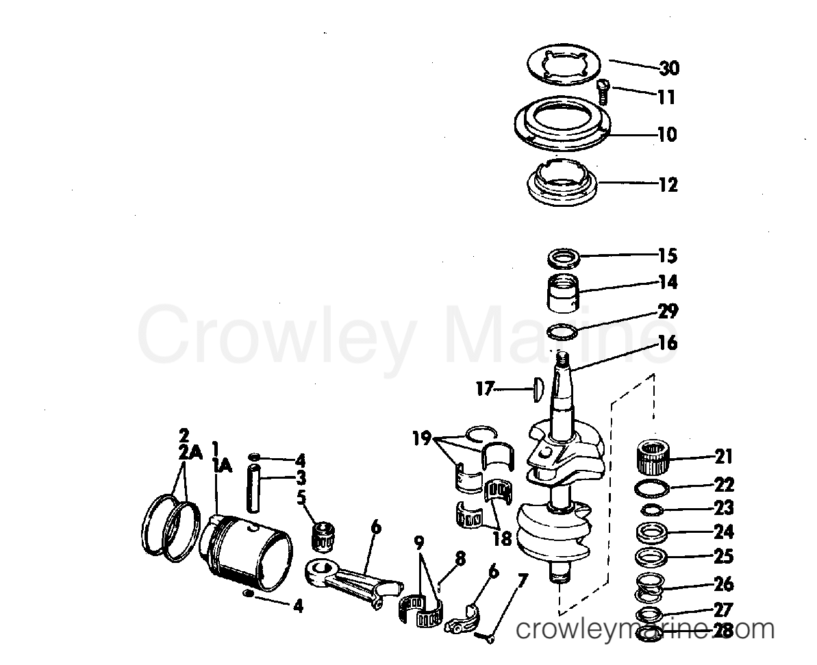 1971 Outboard 40 - 40E71B - CRANKSHAFT & PISTON
