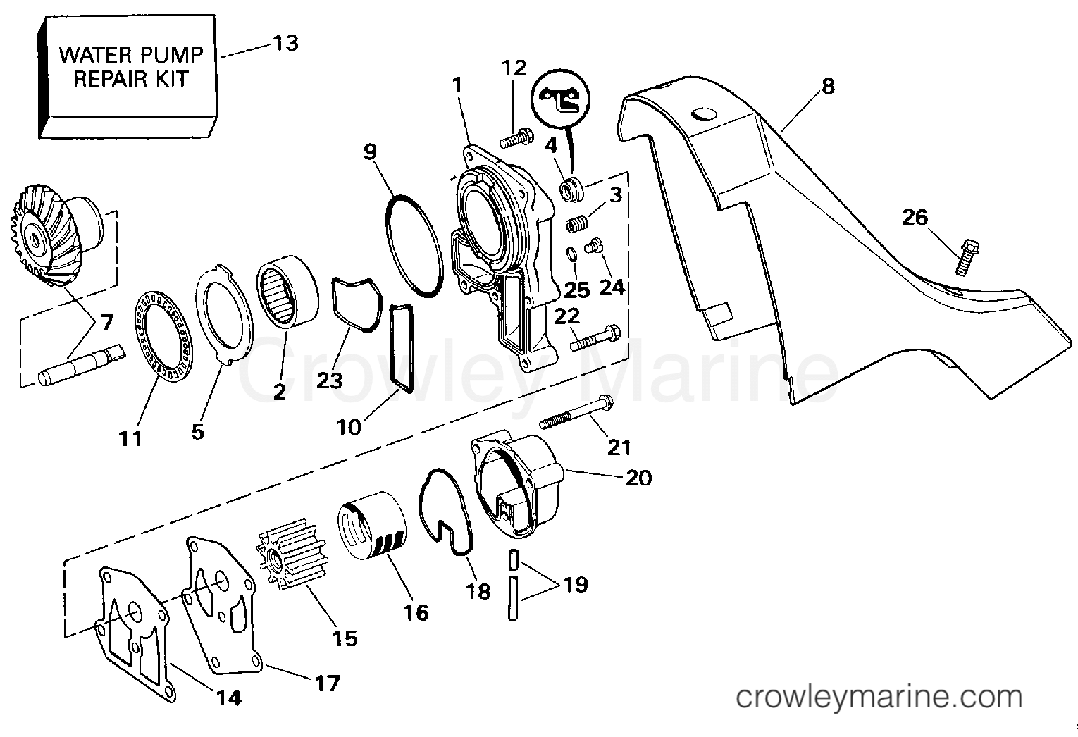 1994 OMC Stern Drive 5.8 - 58FBDPMDA - WATER PUMP AND ADAPTOR