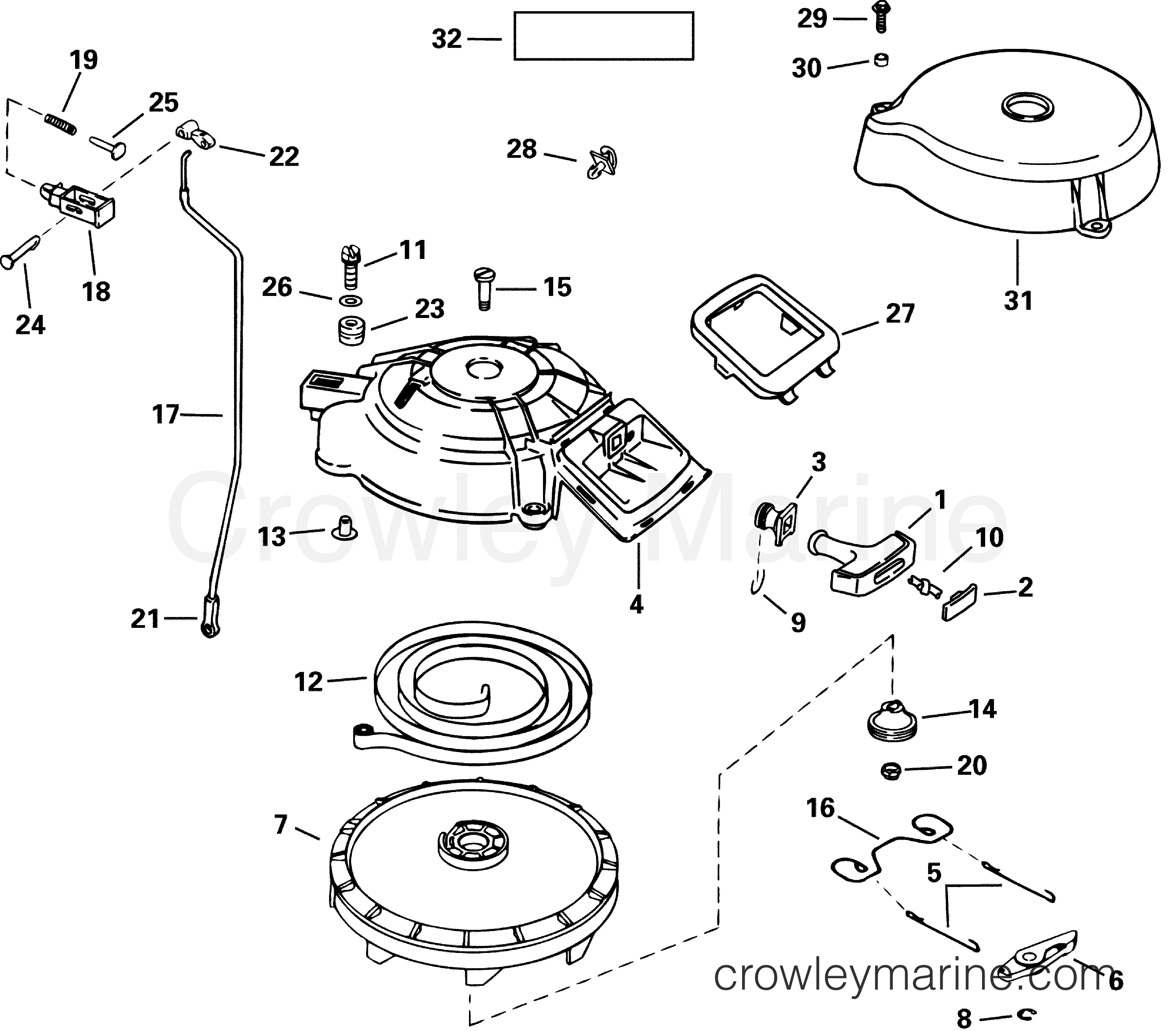 2001 Outboard 35 - J35PL3SIE - REWIND STARTER