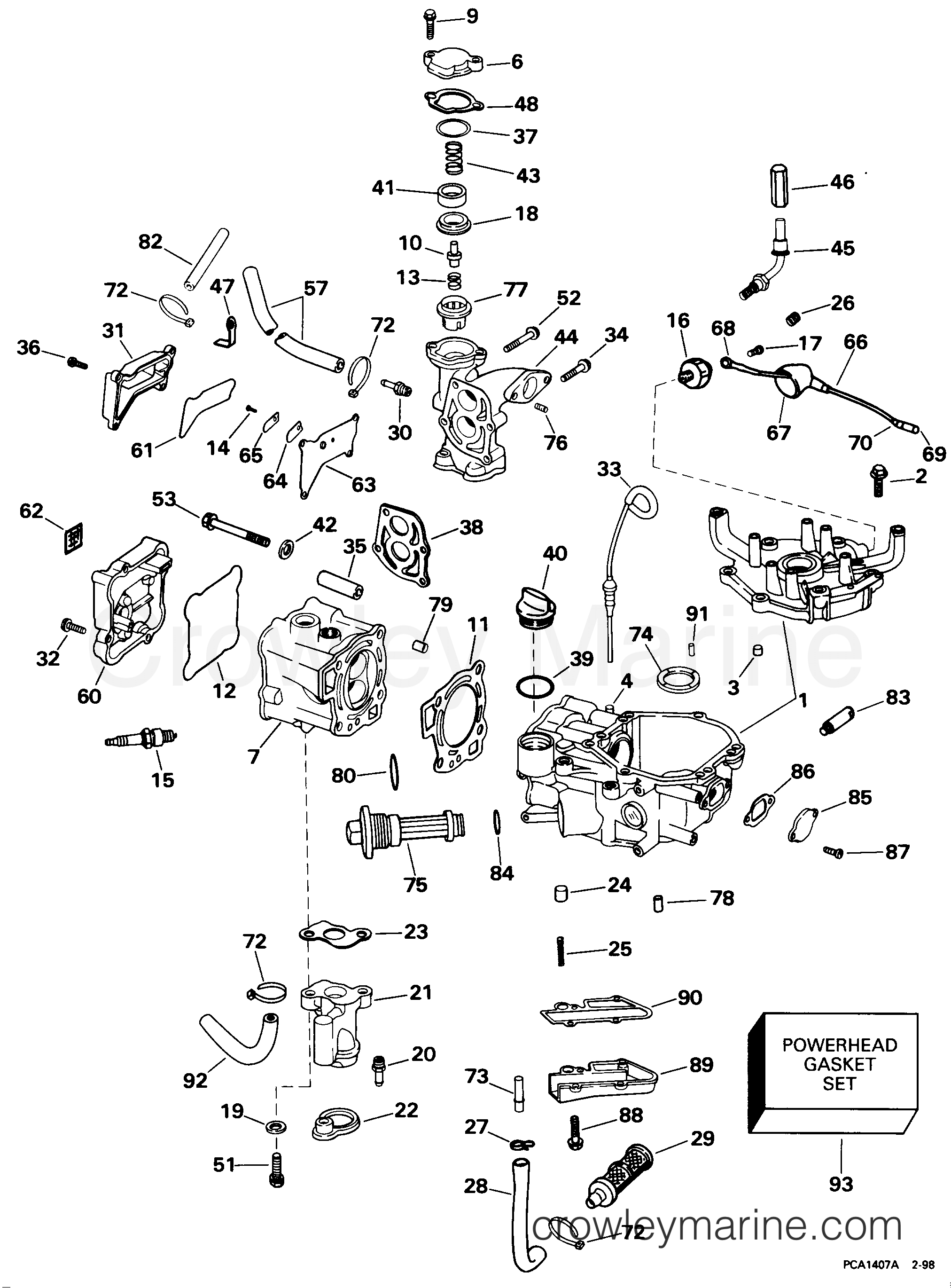 1998 Evinrude Outboards 5 - BE5FRBECC CYLINDER & CRANKCASE section