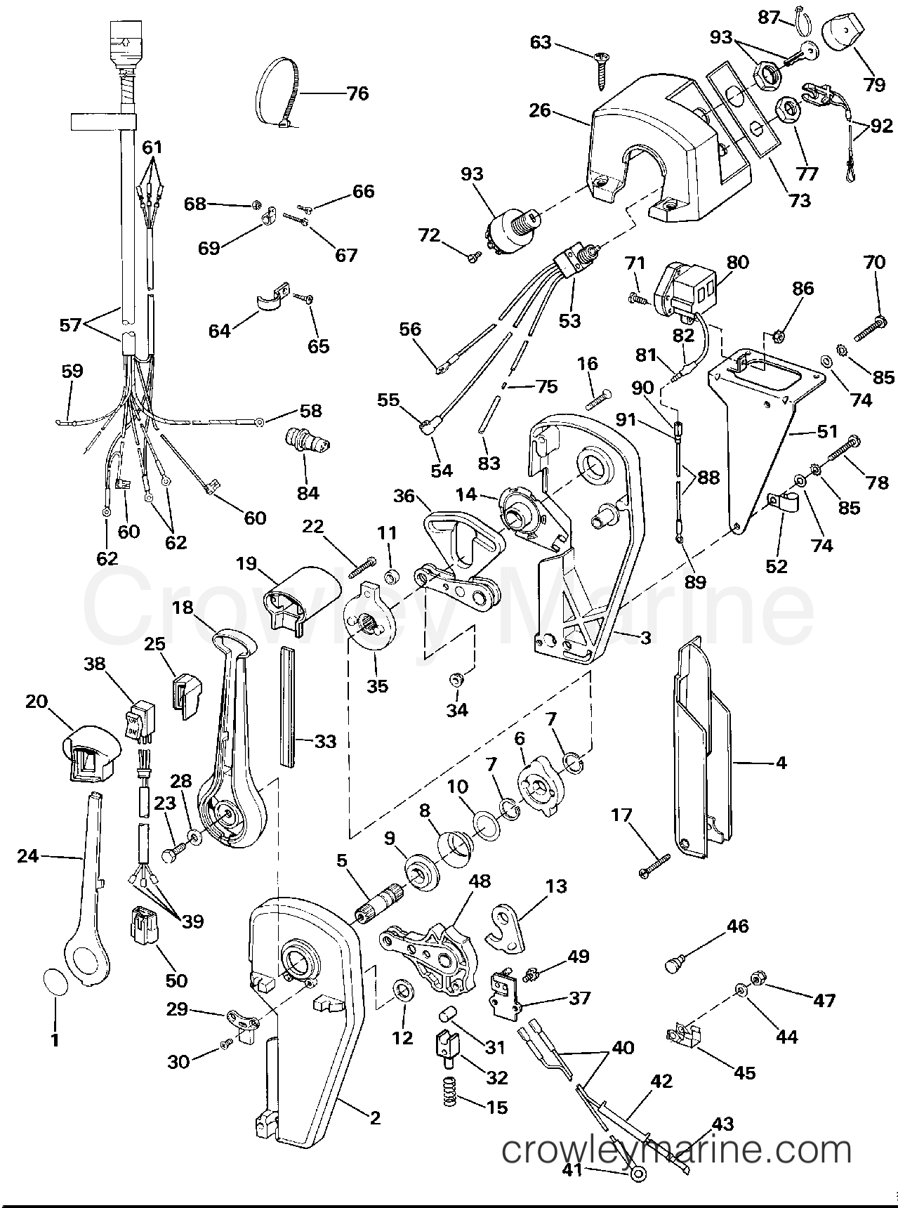 1990 Rigging Accessories - Remote Controls - REMOTE CONTROL ASSY - BINNACLE - SINGLE LEVER - PREWIRED