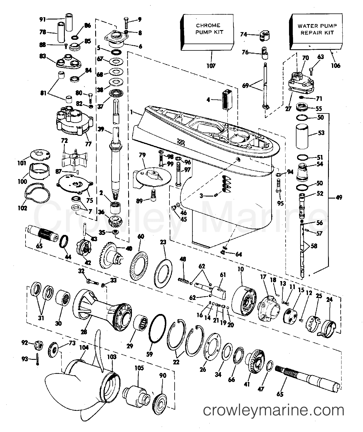1976 Outboard 85 - 85693D - GEARCASE