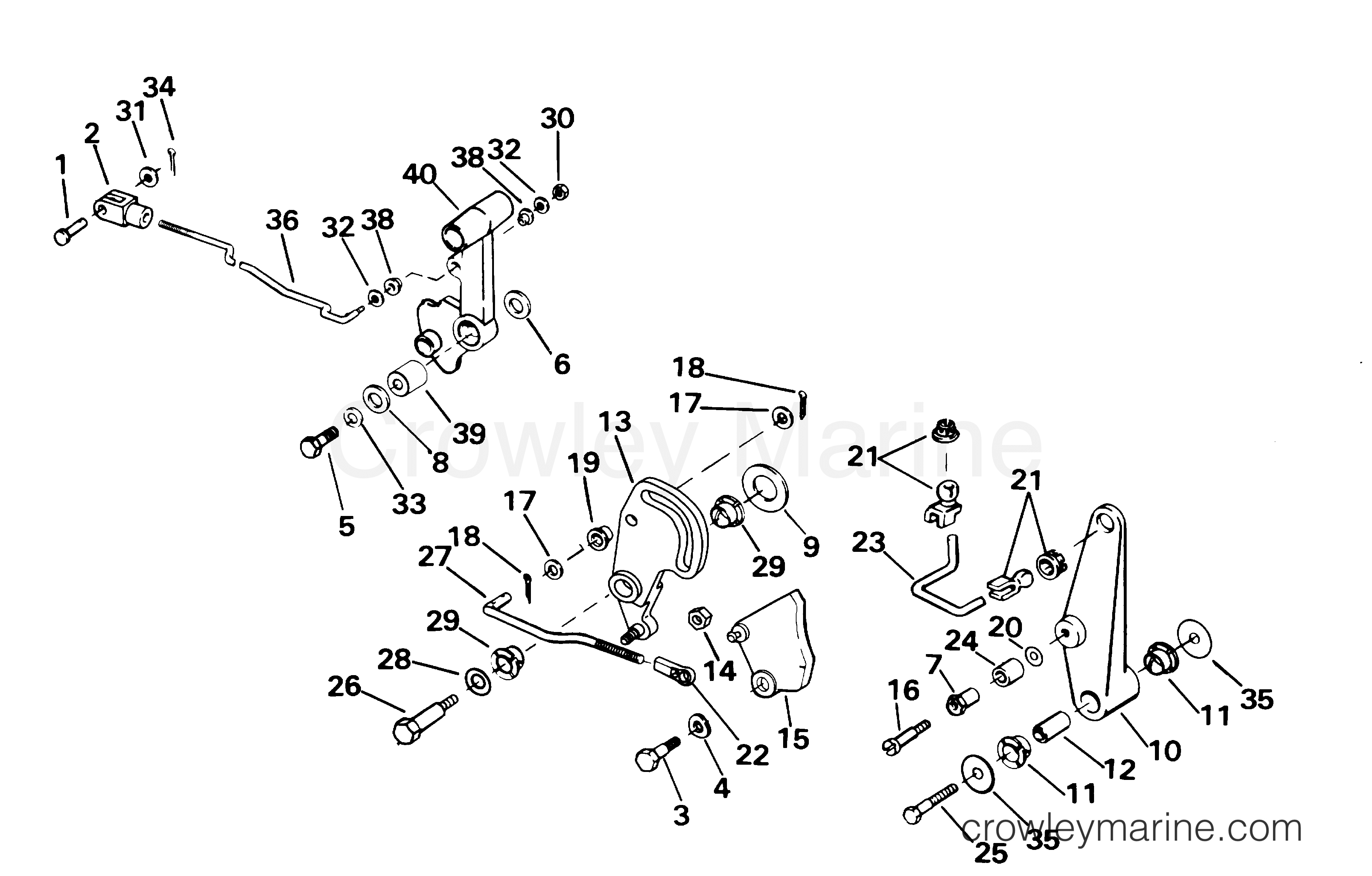 2001 Outboard 65 - J65WRYSIR - SHIFT & THROTTLE LINKAGE