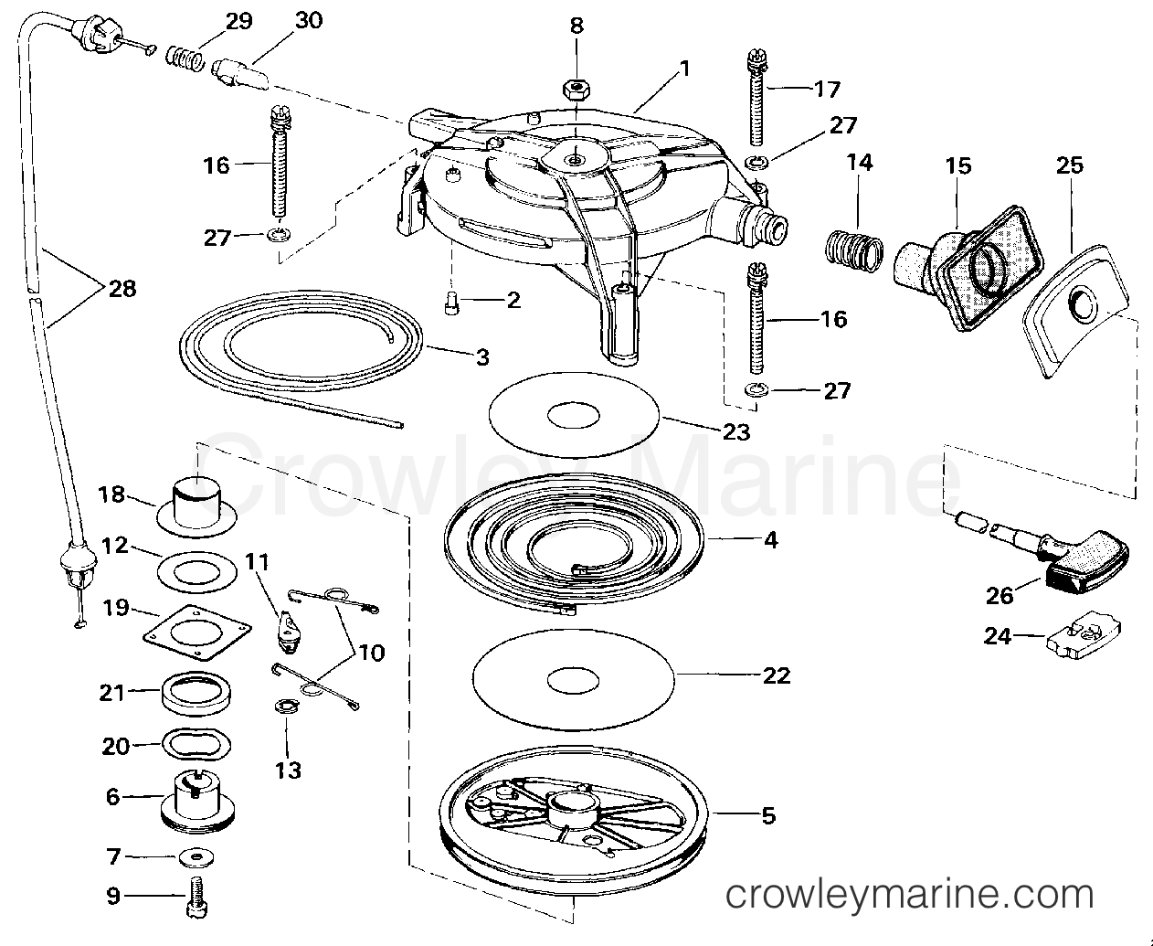 1987 Outboard 25 - J25RWCUR - REWIND STARTER
