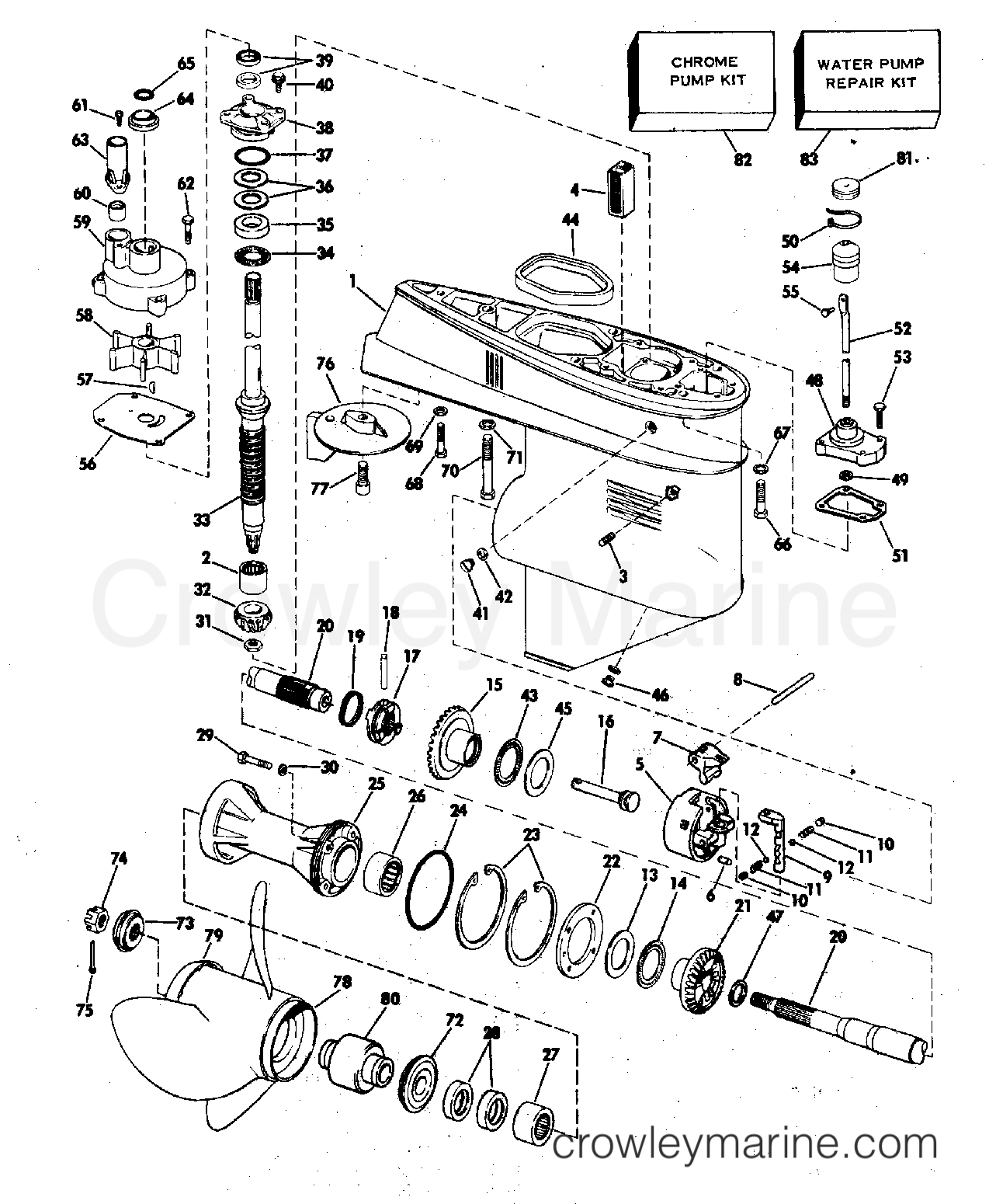 1976 Outboard 70 - 70673D - GEARCASE