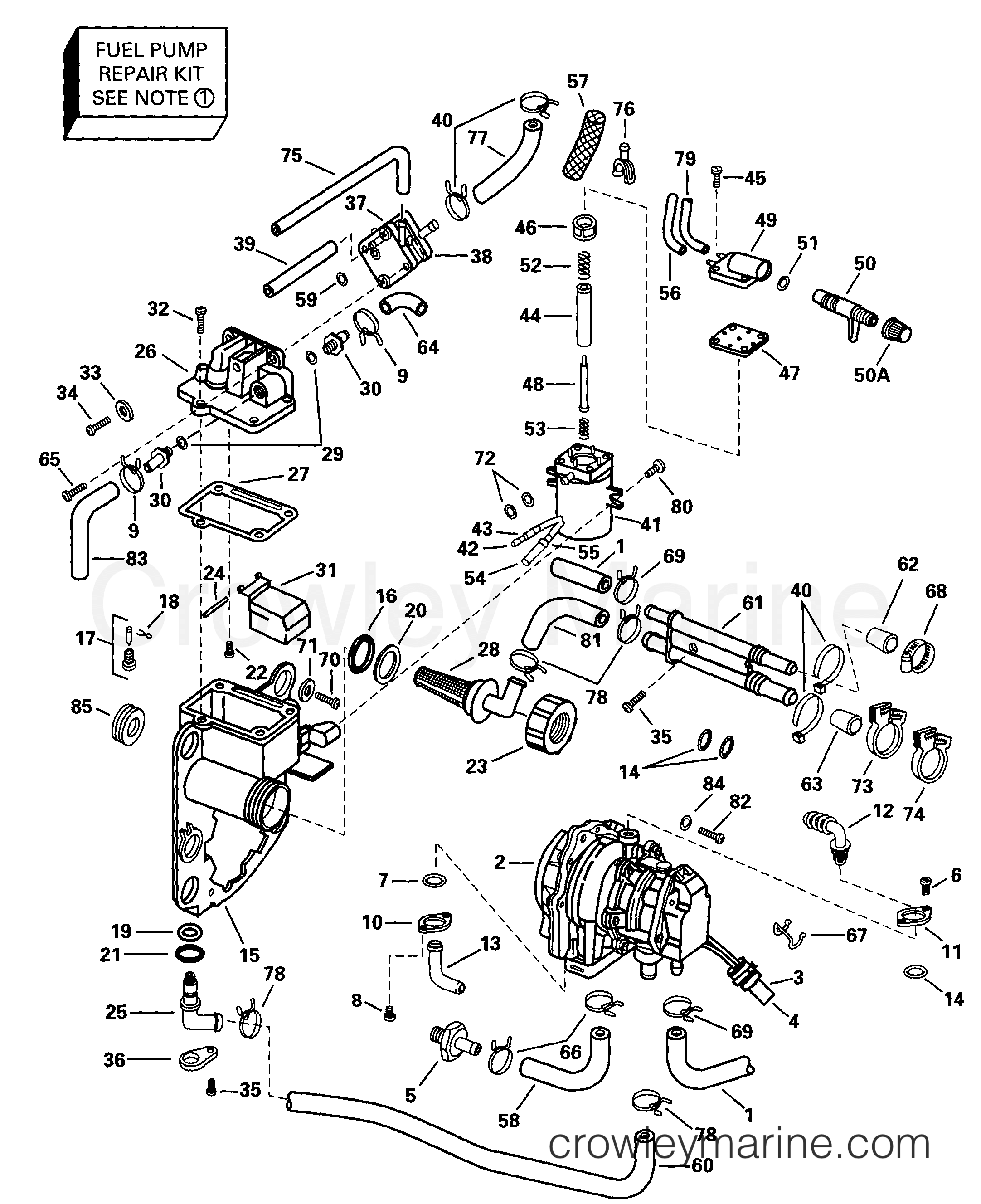 1999 Outboard 100 - J100WPXEEC - FUEL BRACKET & COMPONENTS