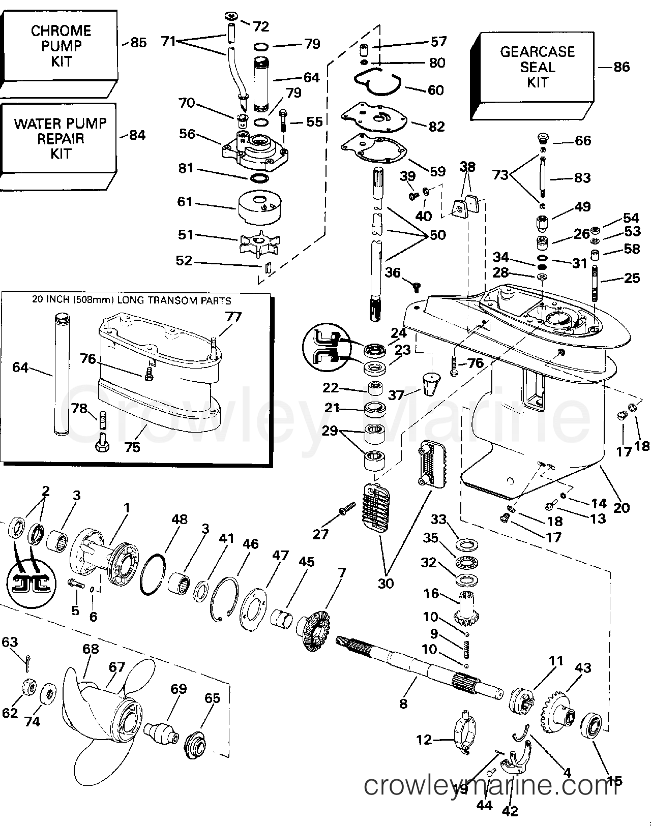 1992 Outboard 25 - J25TEEND - GEARCASE