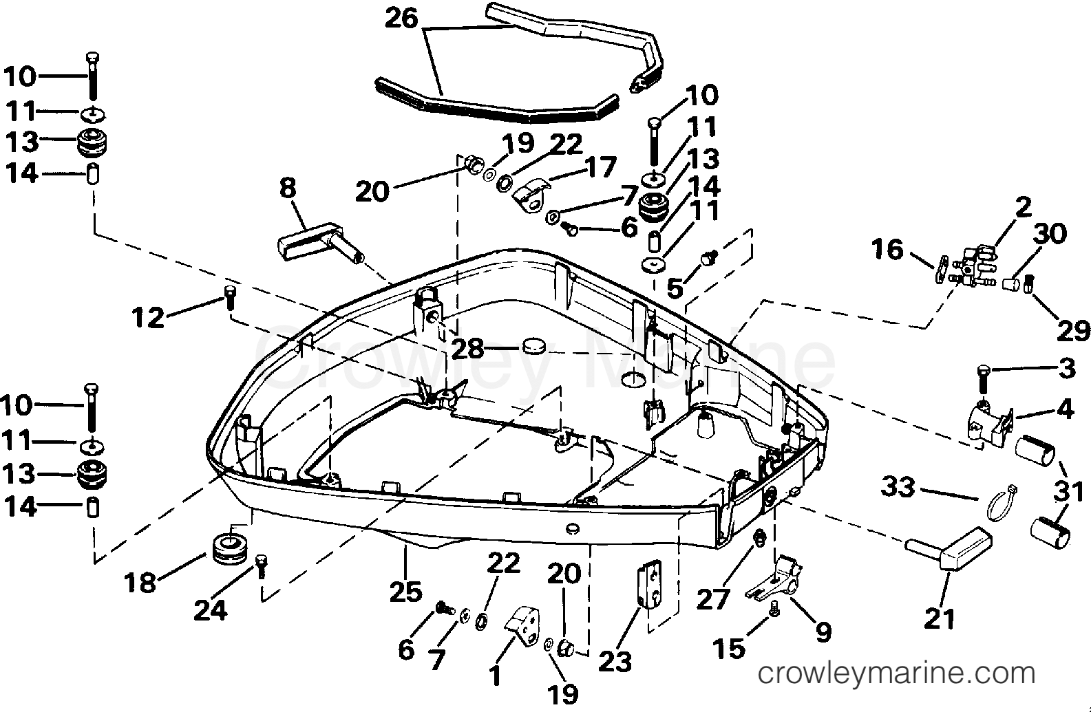 1991 Outboard 100 - E100WTLEIB - LOWER ENGINE COVER