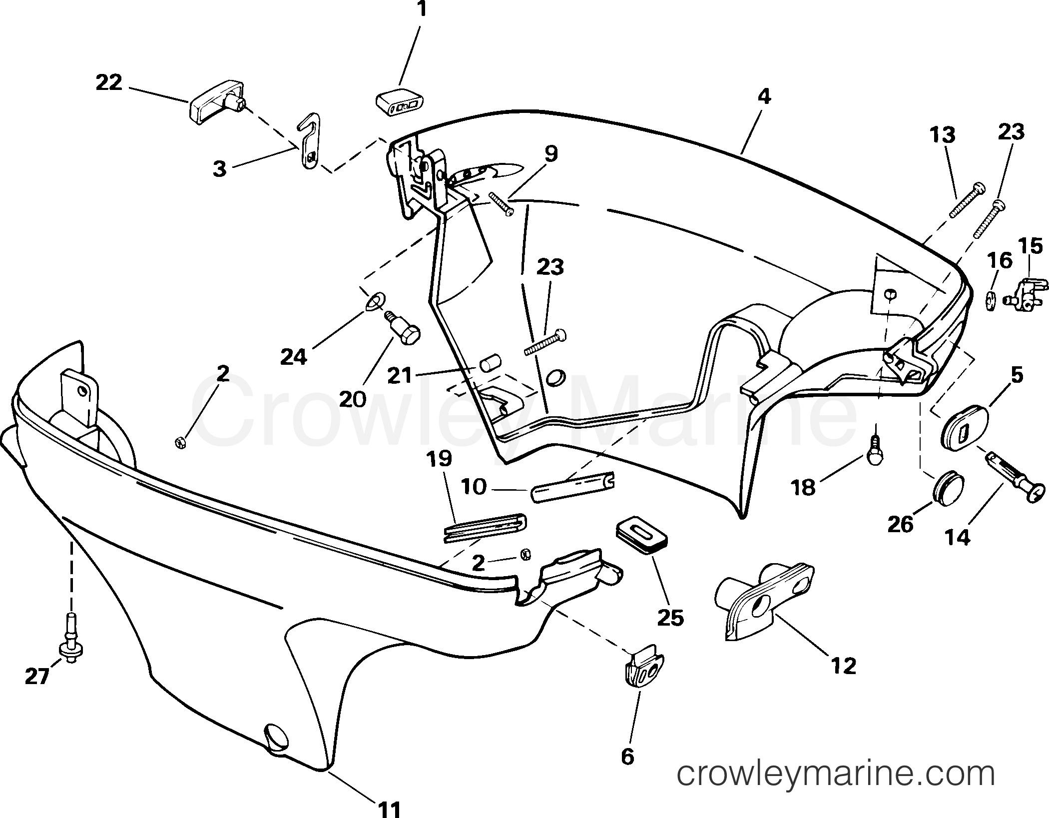 2004 Outboard 8 - J8R4SRC - LOWER ENGINE COVER