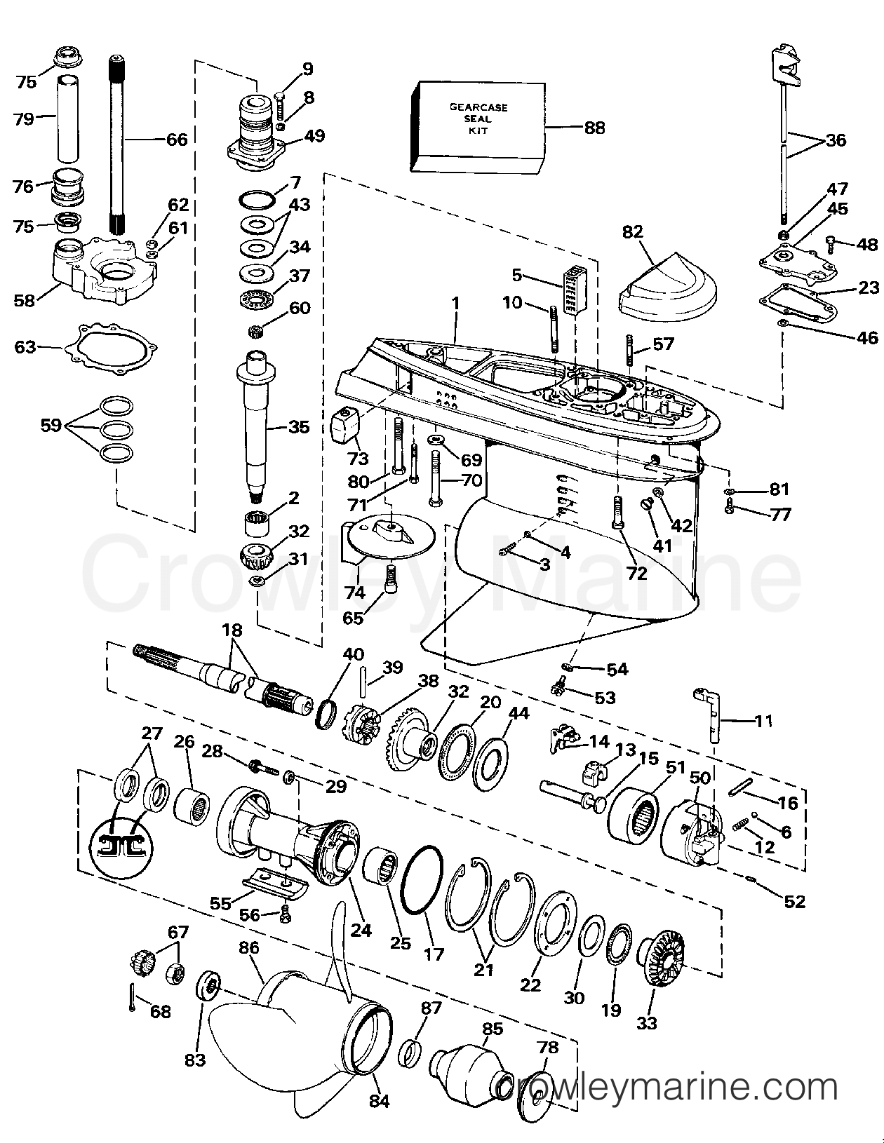 1987 Stern Drive 5.7 - 574APSRC - LOWER GEARCASE