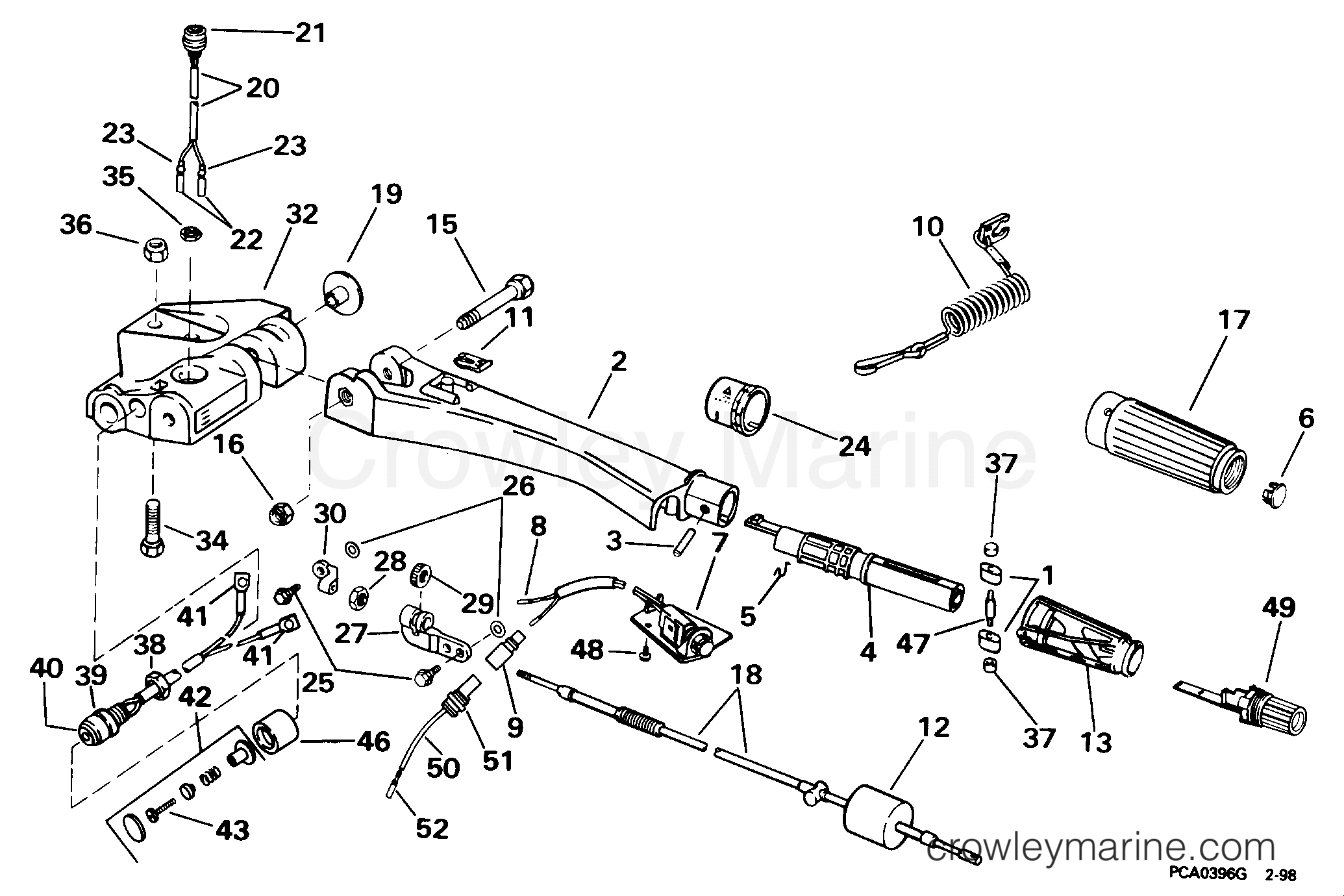 1998 Outboard 50 - E50TTLECA - STEERING HANDLE