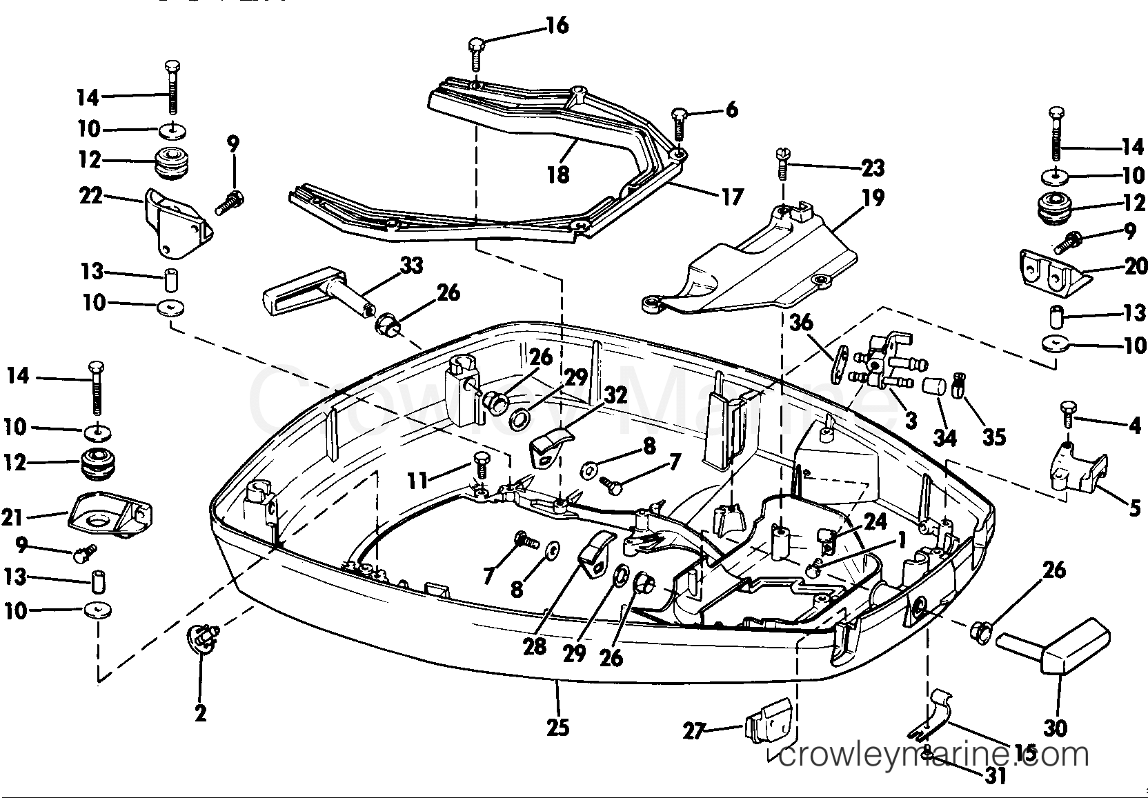 1985 Outboard 155 - E155WTXCOC - LOWER ENGINE COVER
