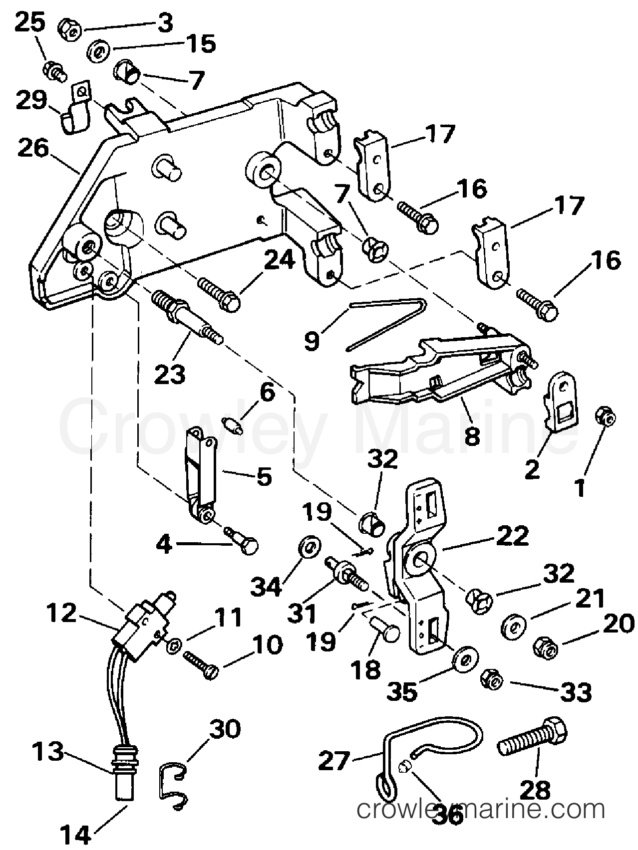 SHIFT LEVER & INTERRUPTER 1993 Stern Drive 7.4 744CPEJVB Crowley Marine