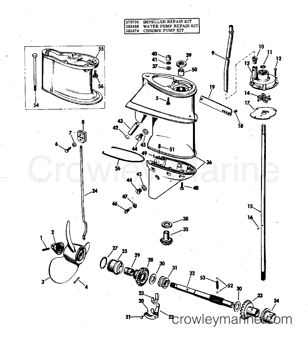 1973 Outboard 25 - 25E73A - GEARCASE
