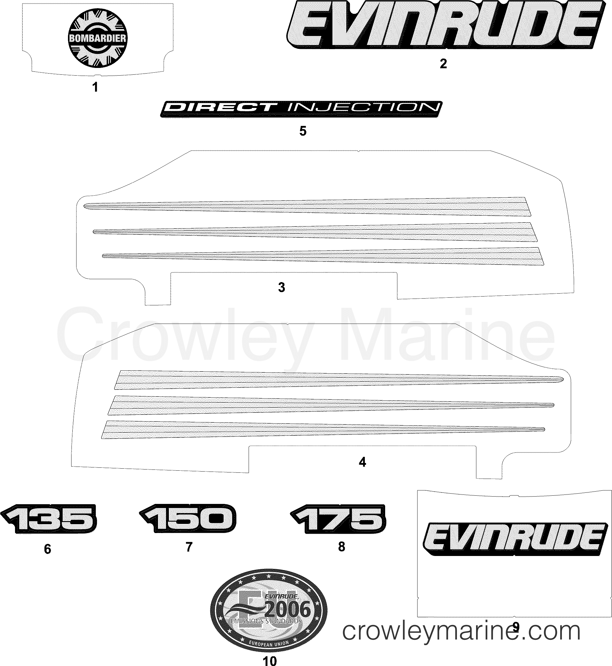 2005 Outboard 175 - E175FSLSOE - DECALS BLUE MODELS