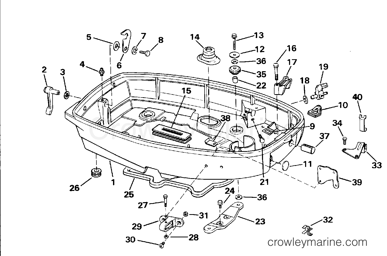 1994 Outboard 30 - E30EERM - LOWER ENGINE COVER
