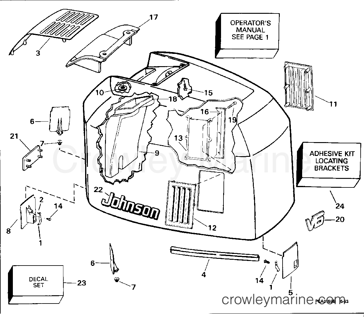 1994 Evinrude Outboards 185 - E185ESERK ENGINE COVER - JOHNSON - 200 STL, 225STL section