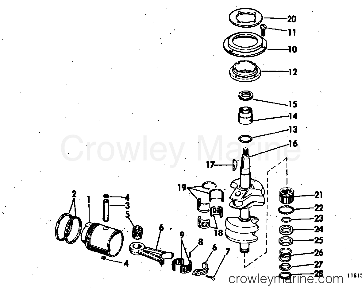 1973 Outboard 40 - 40RL73D - CRANKSHAFT & PISTON