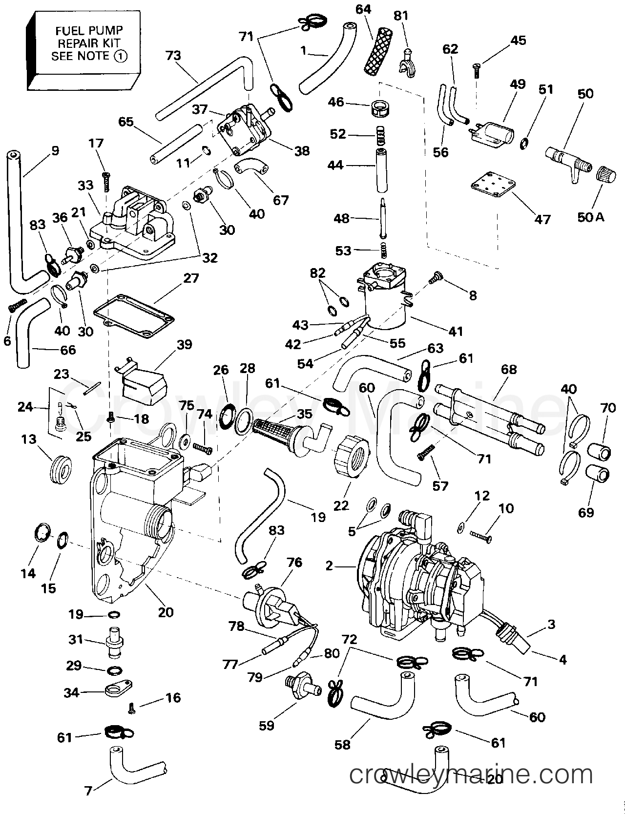 1993 Outboard 150 - E150WTLETS - FUEL BRACKET & COMPONENTS