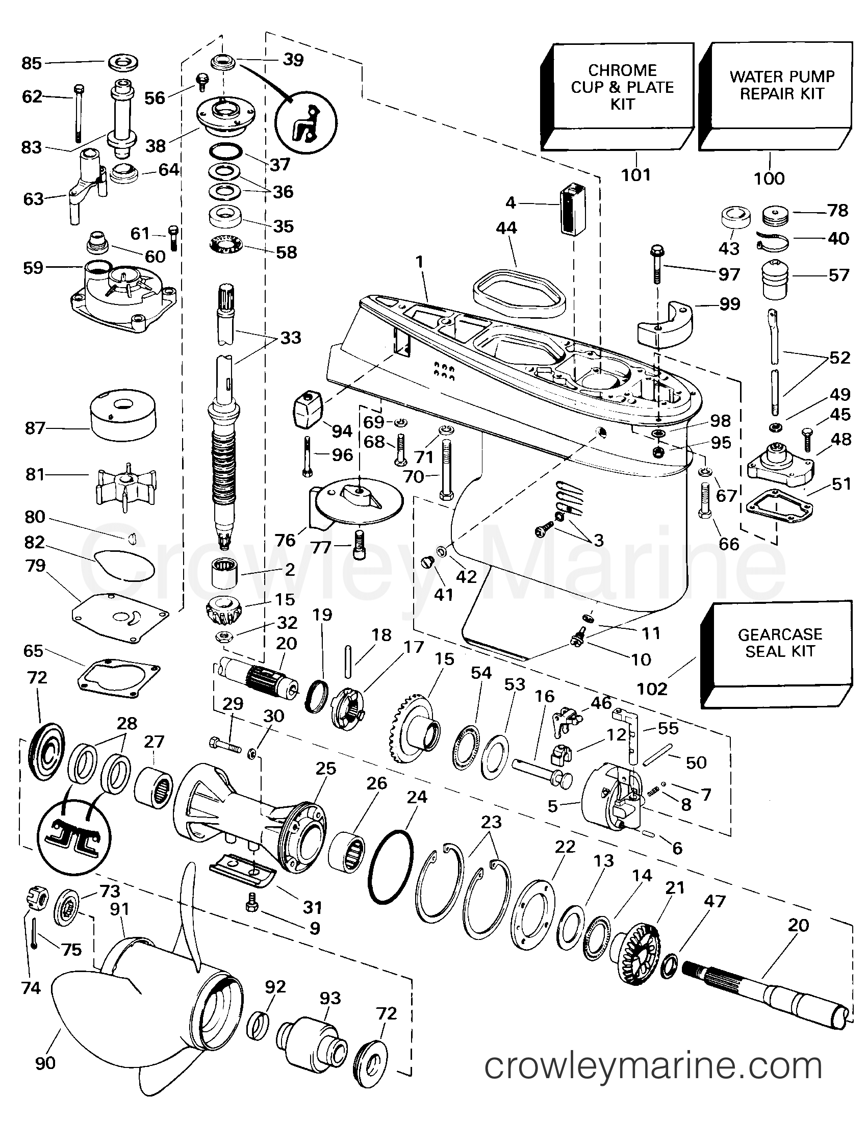 2000 Outboard 55 - J55WRYSSC - GEARCASE