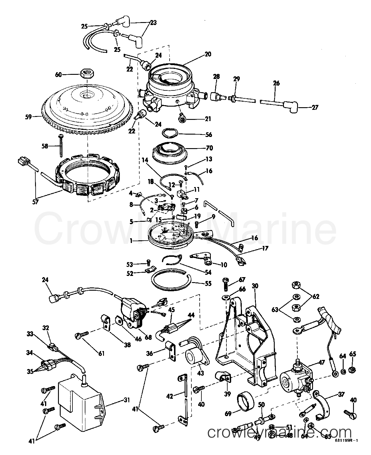 1969 Johnson Outboards 55 - 55ES69A DISTRIBUTOR GROUP section