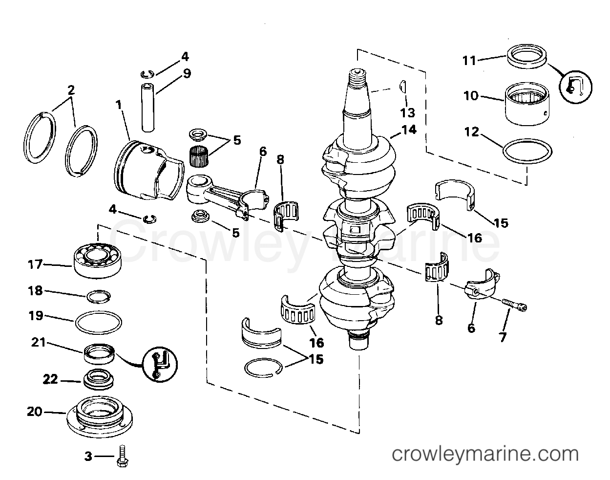 1995 Outboard 50 - J50DTLEOS - CRANKSHAFT & PISTON