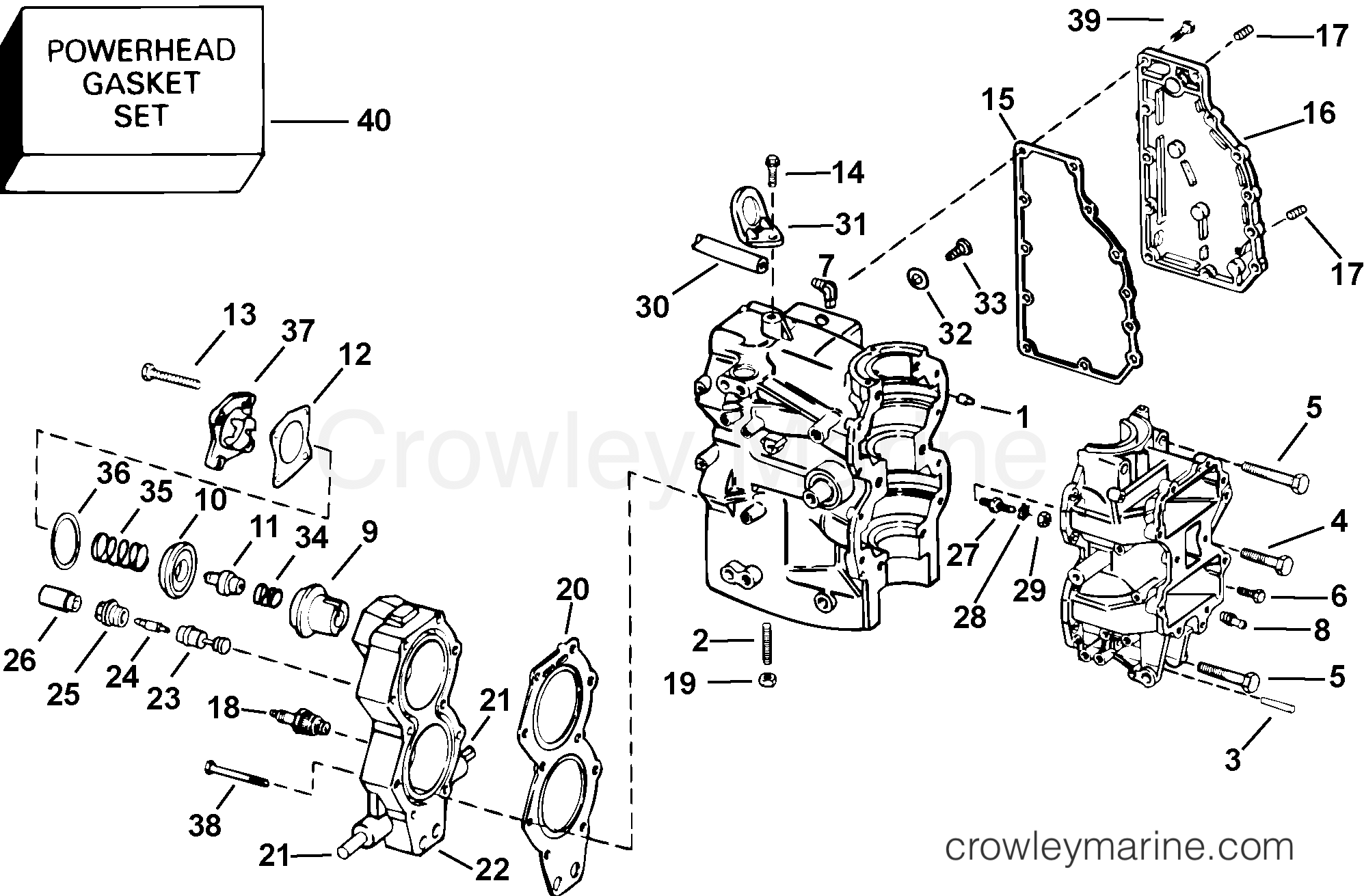 2003 Outboard 40 - J40PLSTD - CYLINDER & CRANKCASE