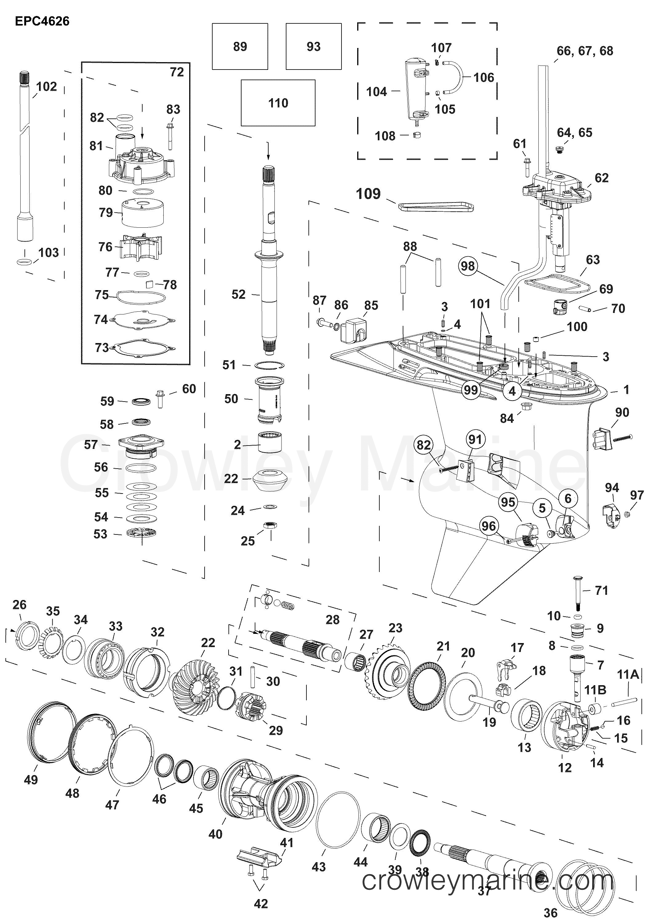 GEARCASE, SLXTYPE, COUNTER ROTATION AG Outboard 225 3.4L