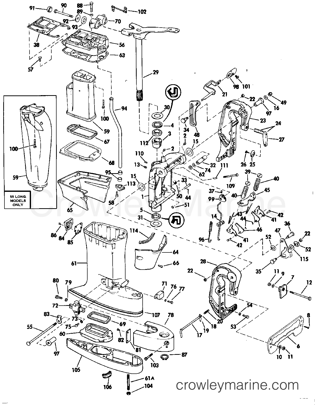 1988 Outboard 45 - S45RCR - MIDSECTION